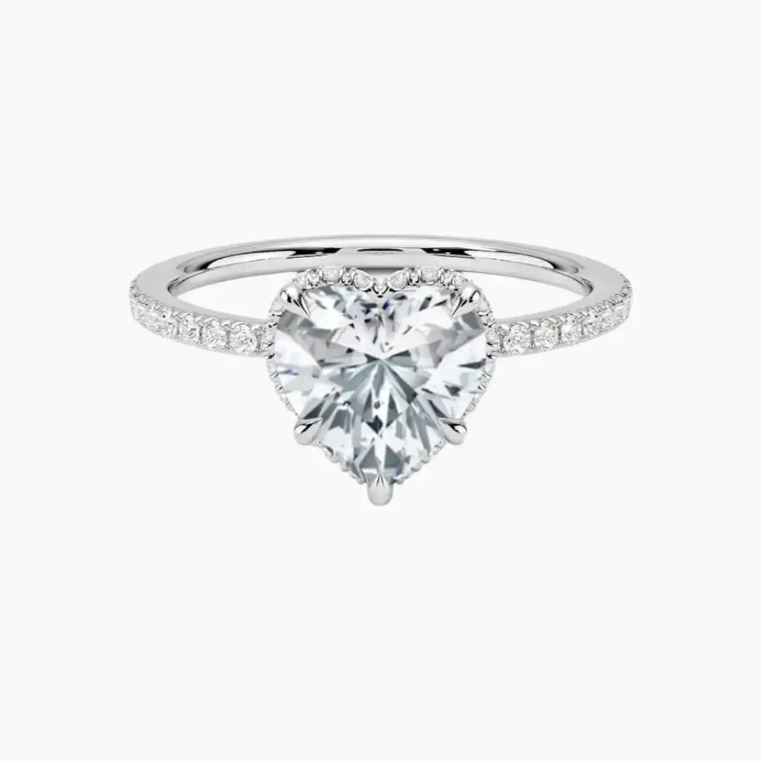 Mirabel Pave Heart Hidden Halo 2 Carat Lab Grown Diamond Engagement Ring in 14K Rose Gold