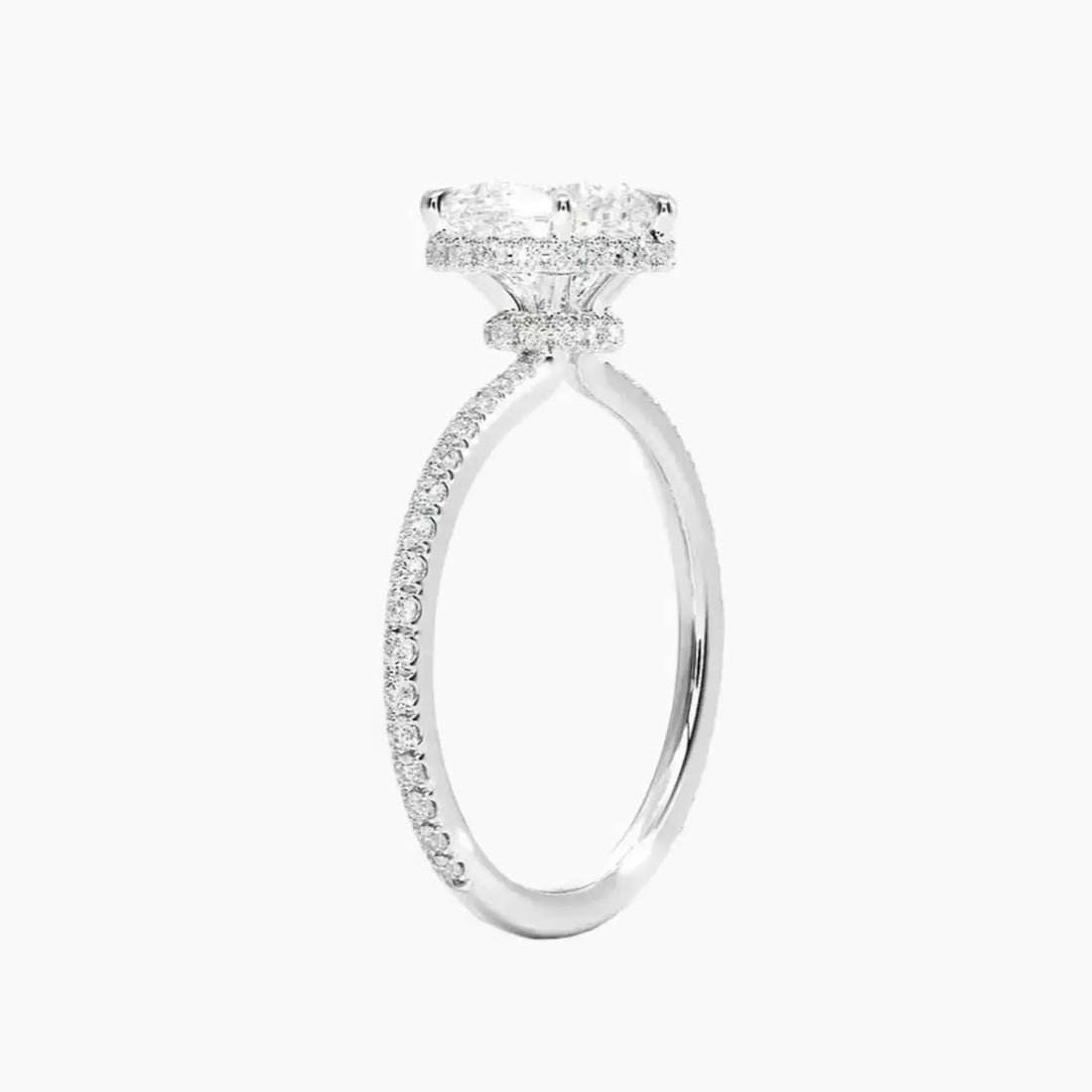 Mirabel Pave Heart Hidden Halo 2 Carat Lab Grown Diamond Engagement Ring in 14K Rose Gold