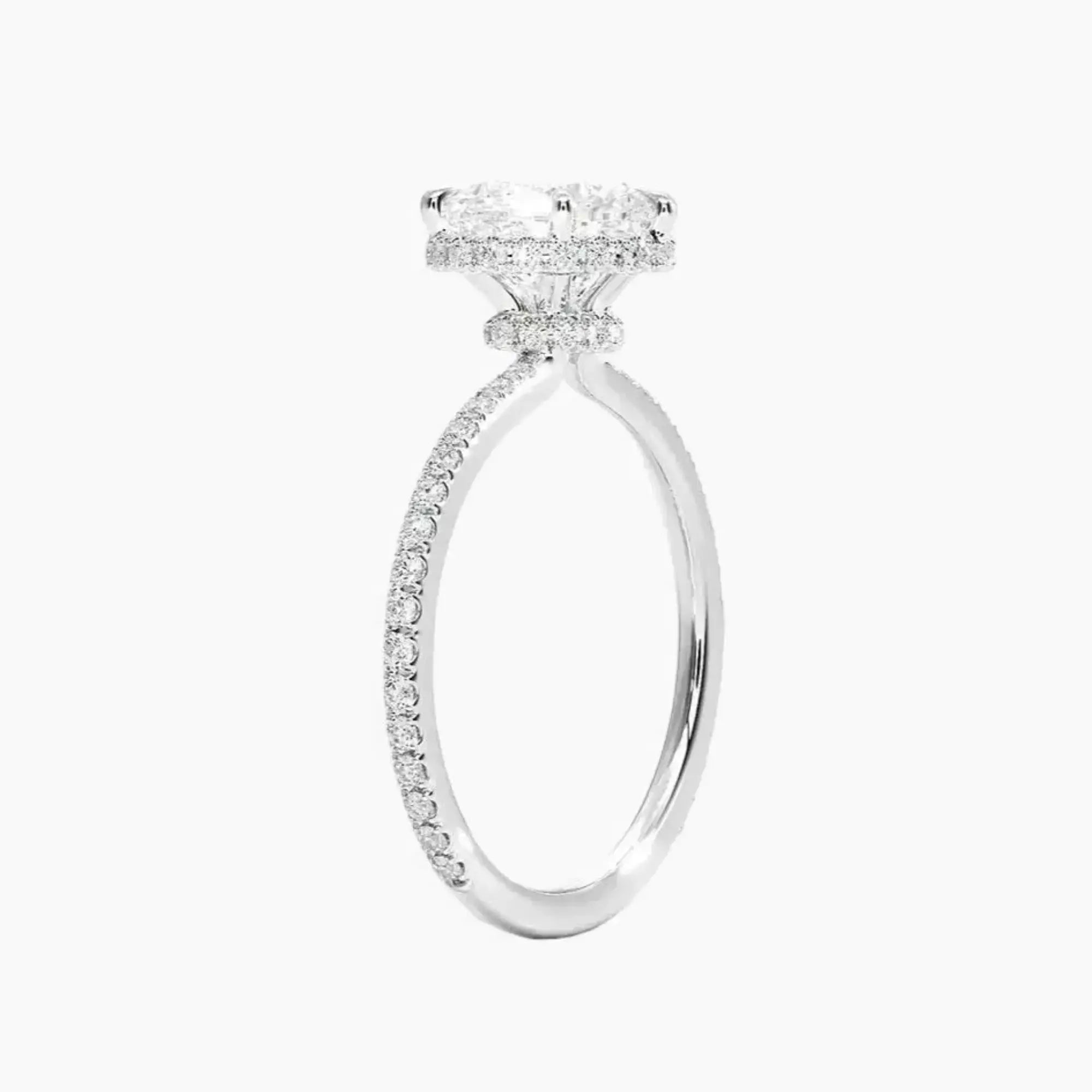 Mirabel Pave Heart Hidden Halo 2 Carat Lab Grown Diamond Engagement Ring in 18K White Gold