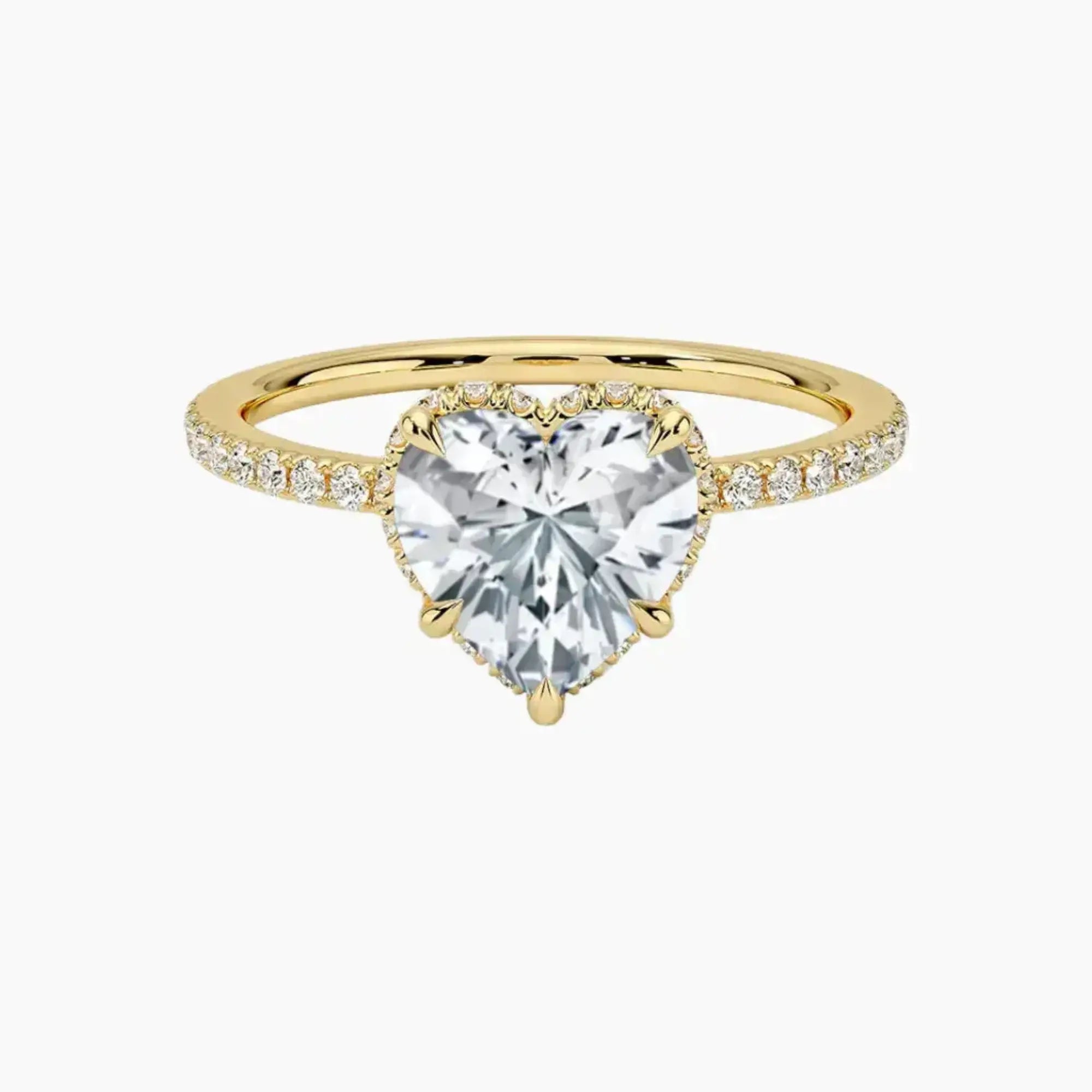 Mirabel Pave Heart Hidden Halo 3 Carat Lab Grown Diamond Engagement Ring in 14K Rose Gold