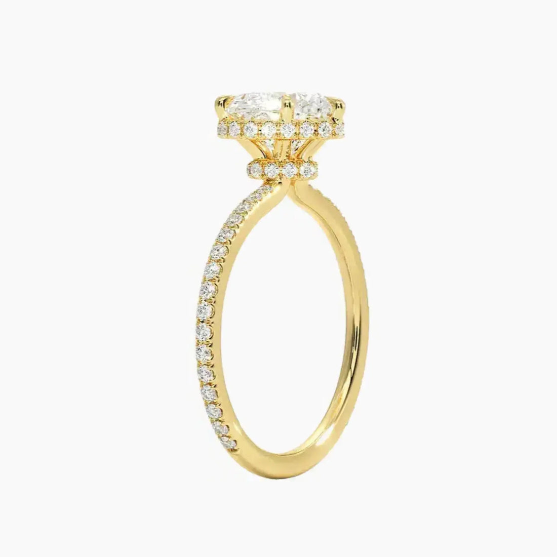 Mirabel Pave Heart Hidden Halo 1.5 Carat Lab Grown Diamond Engagement Ring in 18K White Gold
