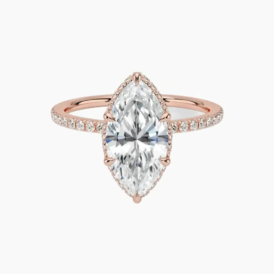 Mirabel Pave Marquise Hidden Halo 2 Carat Lab Grown Diamond Engagement Ring in 18K White Gold