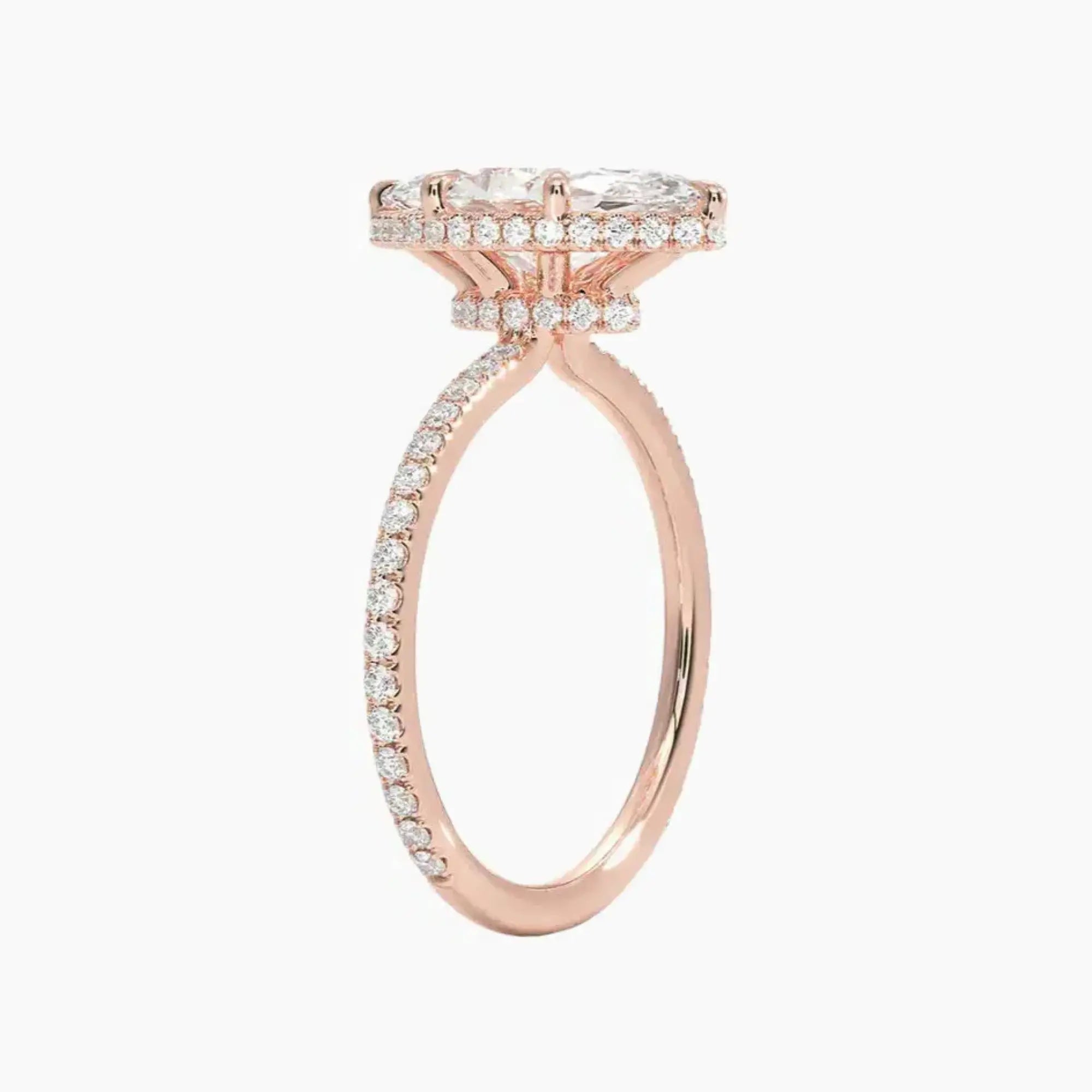 Mirabel Pave Marquise Hidden Halo 2 Carat Lab Grown Diamond Engagement Ring in 14K Yellow Gold