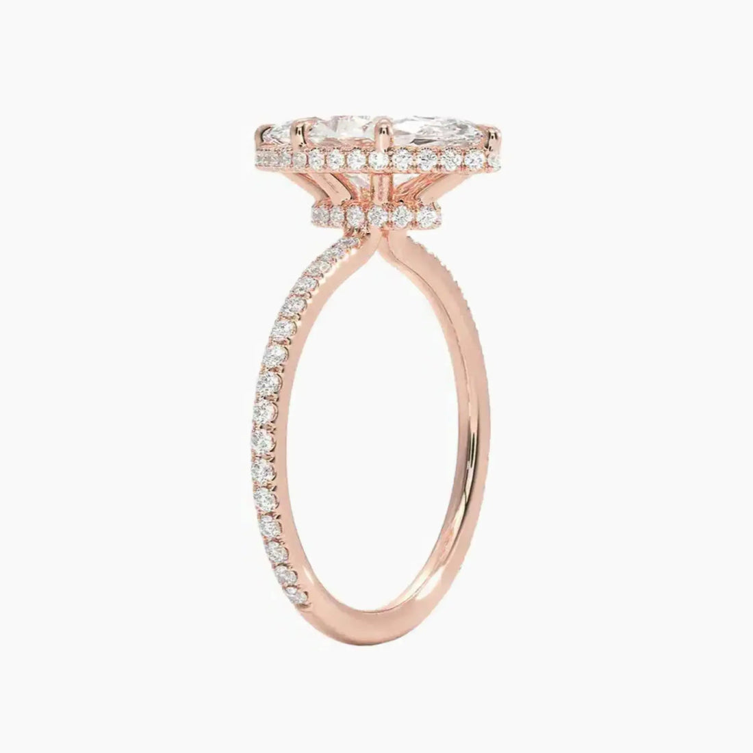 Mirabel Pave Marquise Hidden Halo 2 Carat Lab Grown Diamond Engagement Ring in 14K Yellow Gold