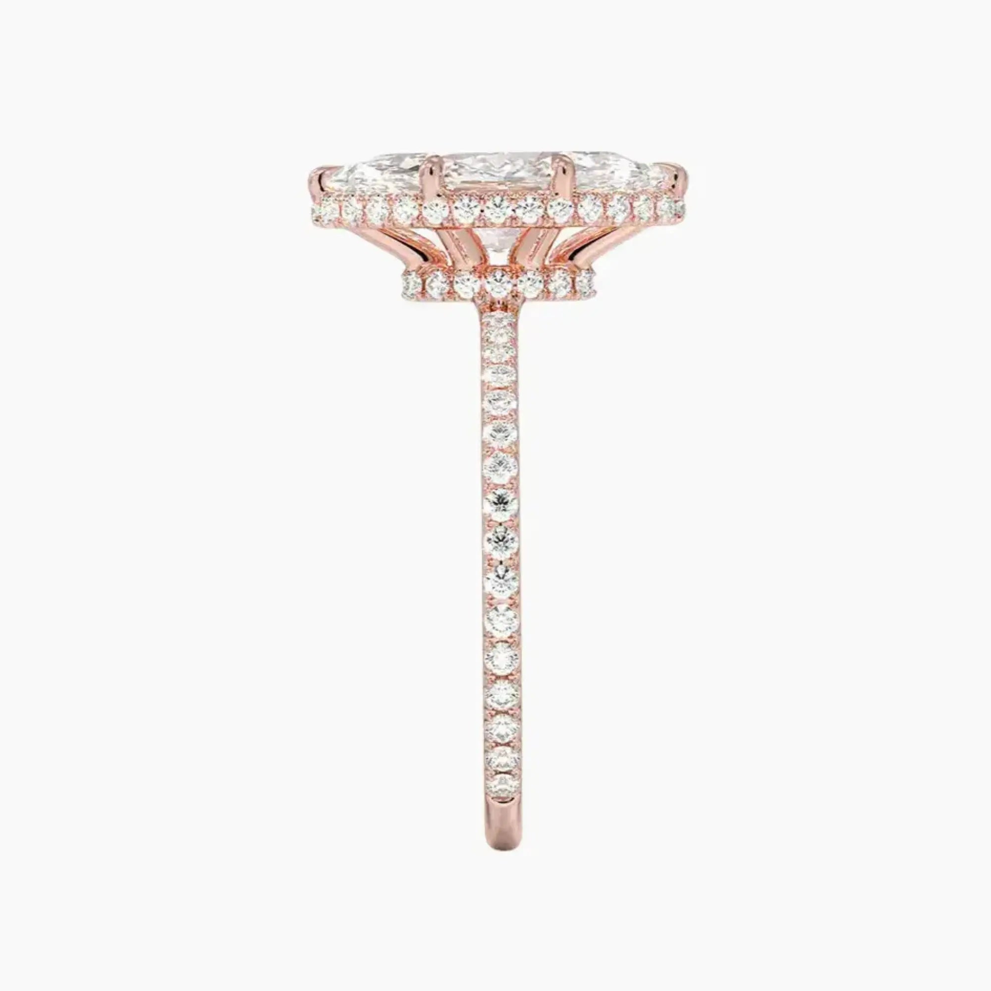 Mirabel Pave Marquise Hidden Halo 2 Carat Lab Grown Diamond Engagement Ring in 14K Yellow Gold