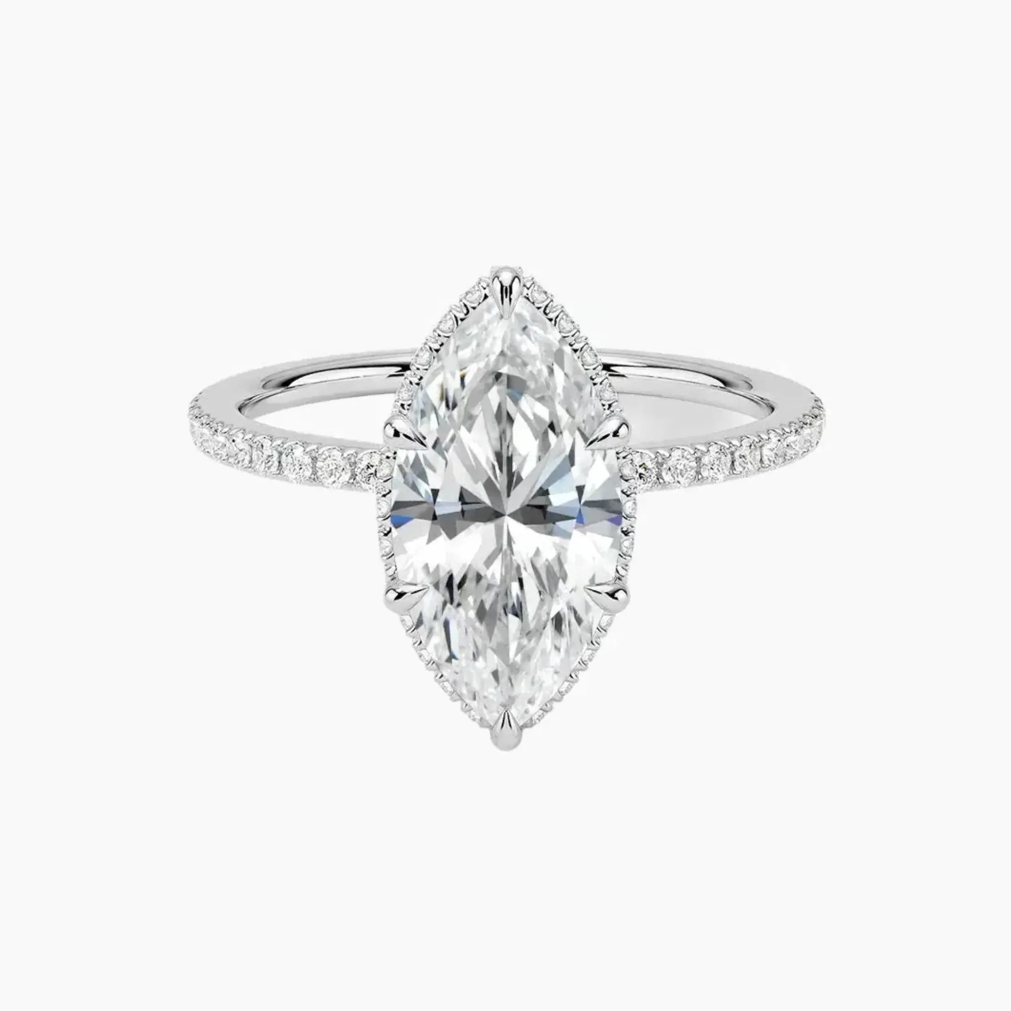 Mirabel Pave Marquise Hidden Halo 1.5 Carat Lab Grown Diamond Engagement Ring in 14K White Gold