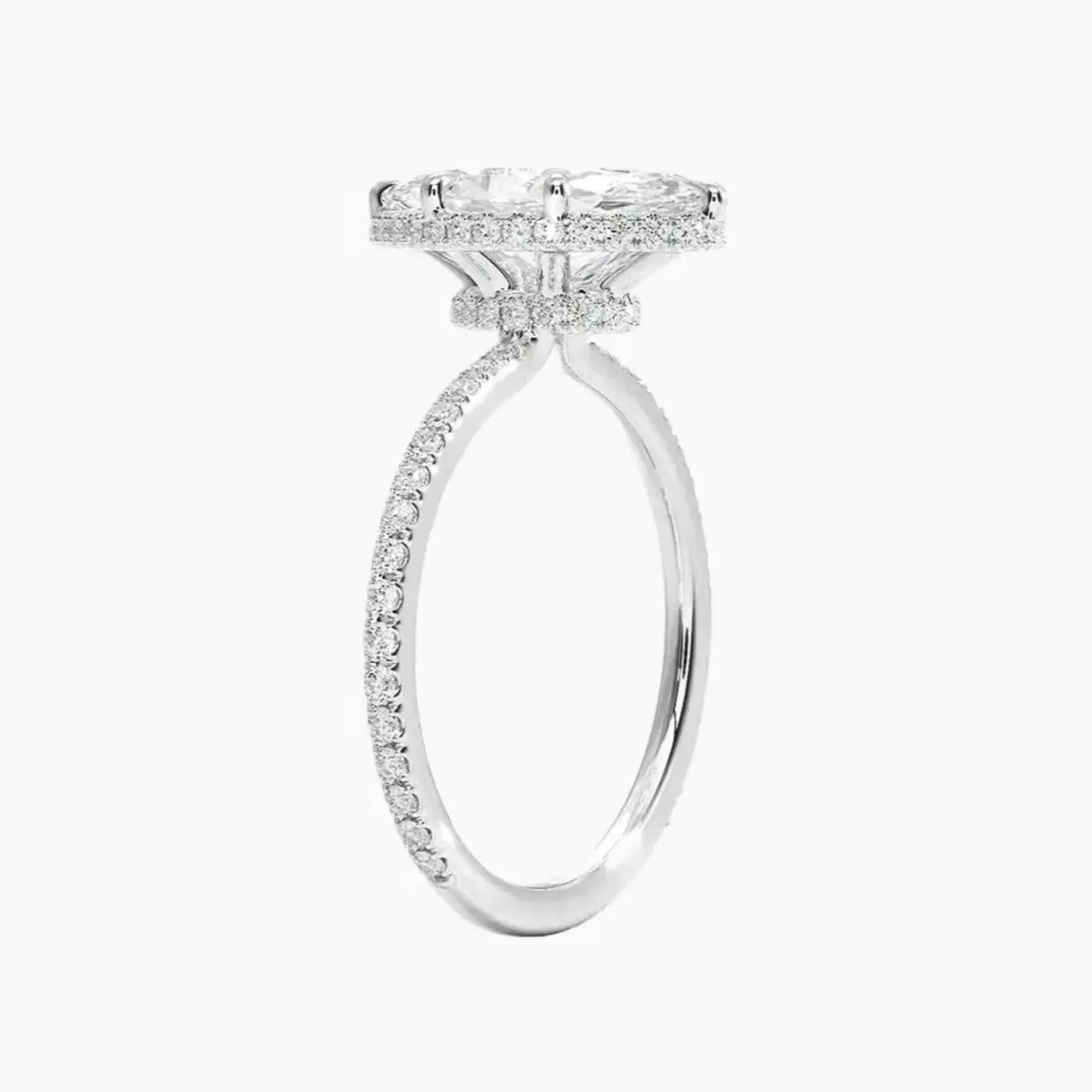 Mirabel Pave Marquise Hidden Halo 3 Carat Lab Grown Diamond Engagement Ring in 14K Rose Gold