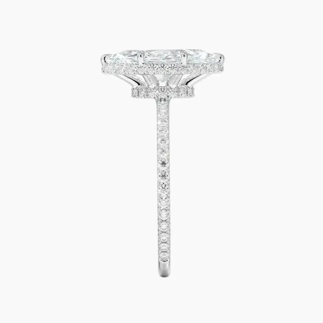 Mirabel Pave Marquise Hidden Halo 2 Carat Lab Grown Diamond Engagement Ring in 18K White Gold