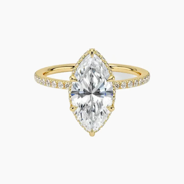 Mirabel Pave Marquise Hidden Halo 2.5 Carat Lab Grown Diamond Engagement Ring in 18K Yellow Gold