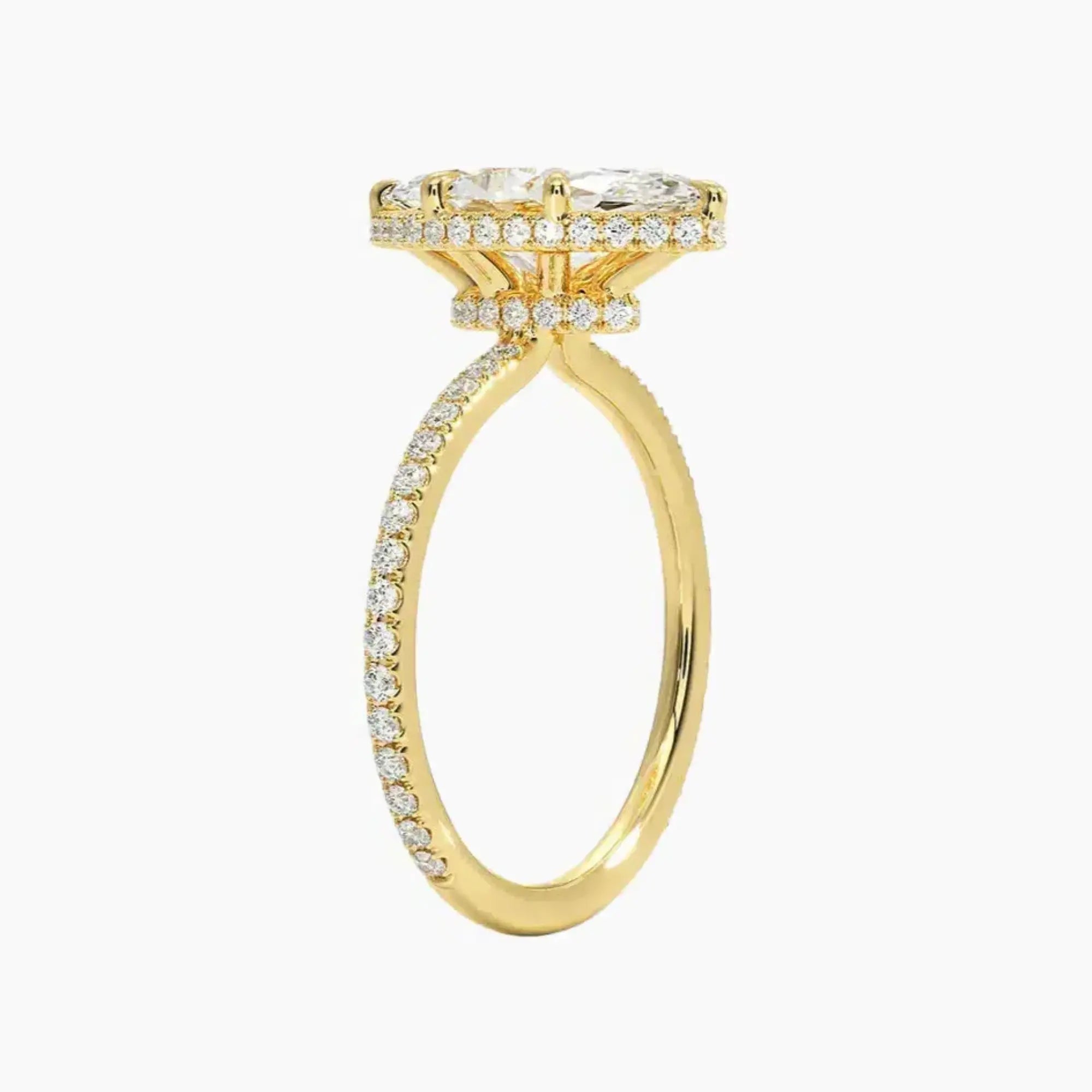 Mirabel Pave Marquise Hidden Halo 2 Carat Lab Grown Diamond Engagement Ring in 18K White Gold