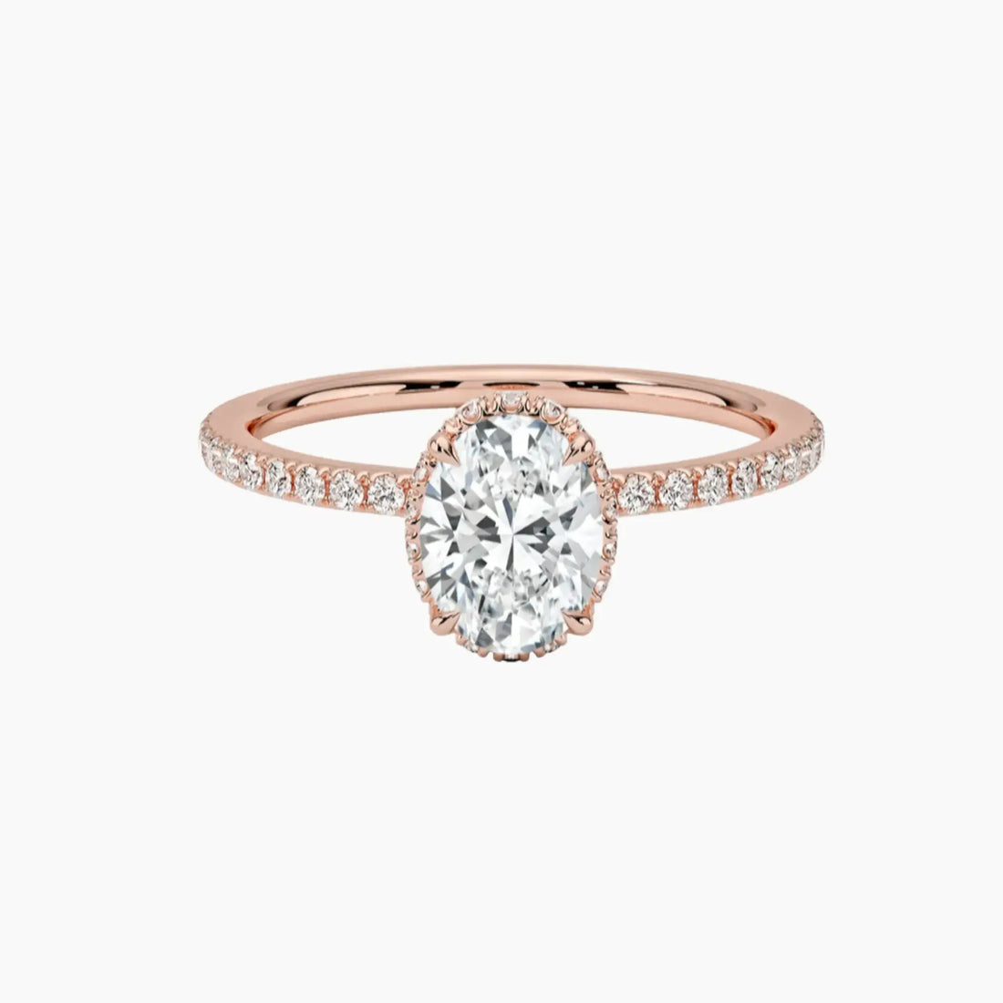 Mirabel Pave Oval Hidden Halo 1.5 Carat Lab Grown Diamond Engagement Ring in 14K Yellow Gold