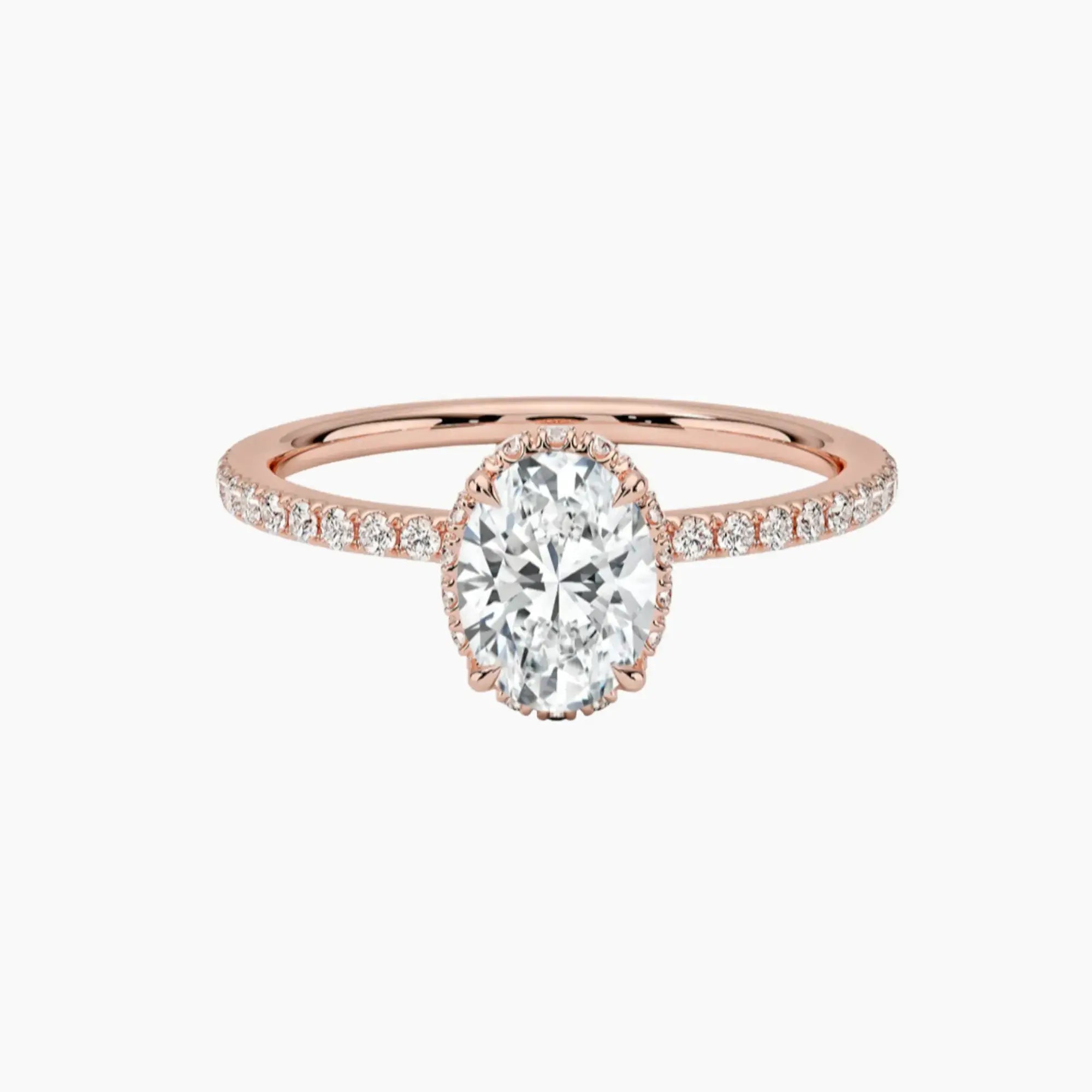 Mirabel Pave Oval Hidden Halo Diamond Ring Setting in 18K White Gold