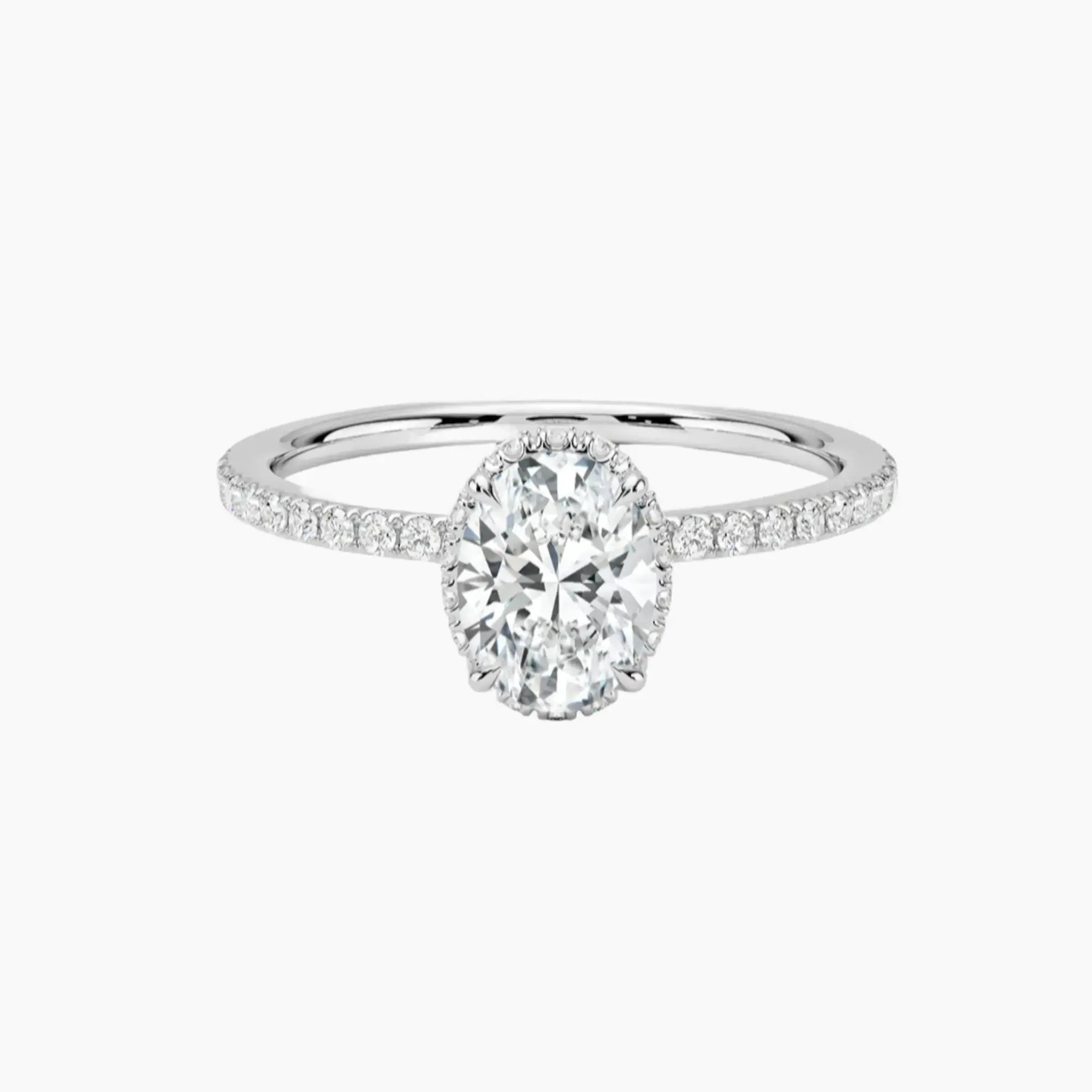 Mirabel Pave Oval Hidden Halo 1 Carat Lab Grown Diamond Engagement Ring in 18K Rose Gold