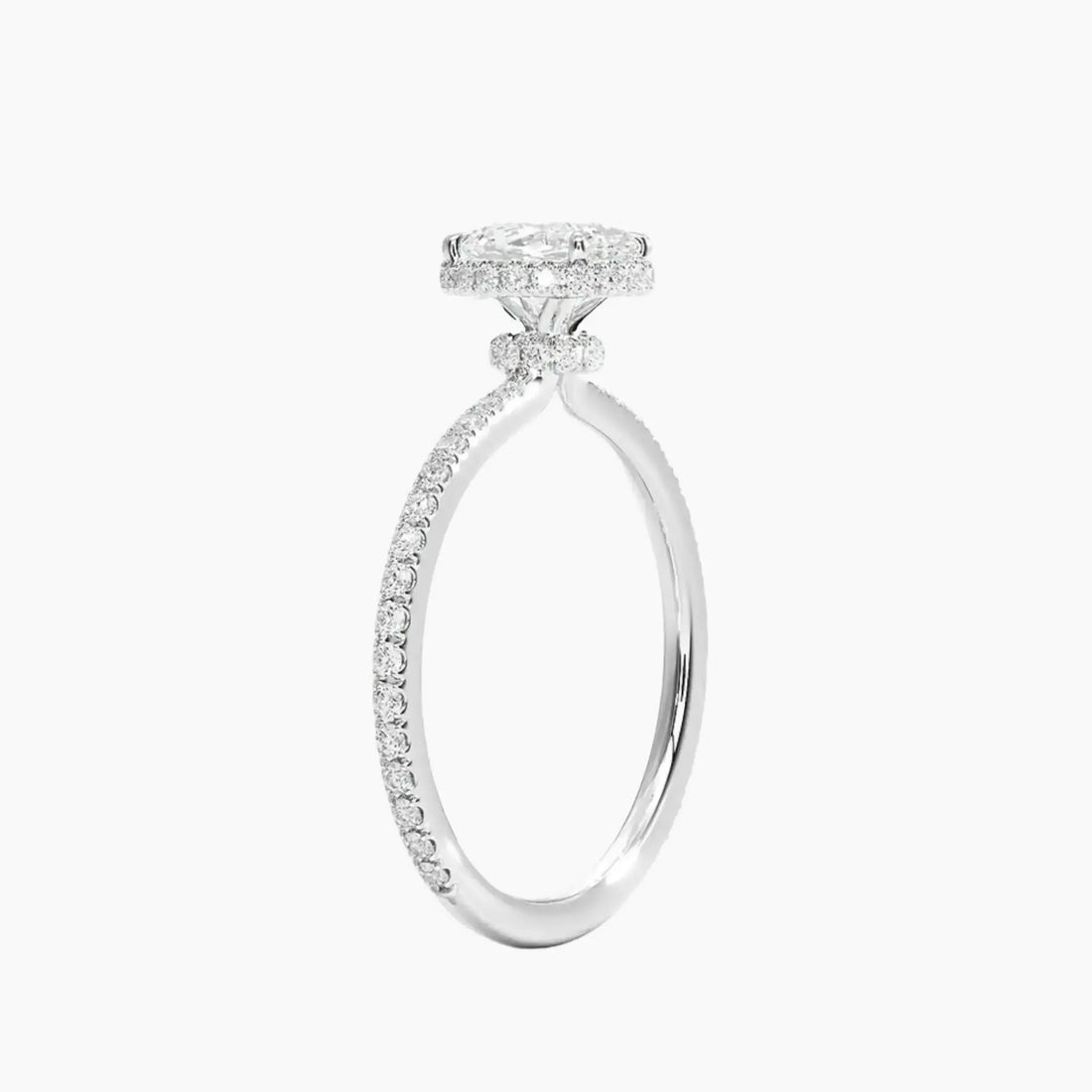Mirabel Pave Oval Hidden Halo Diamond Ring Setting in 18K White Gold