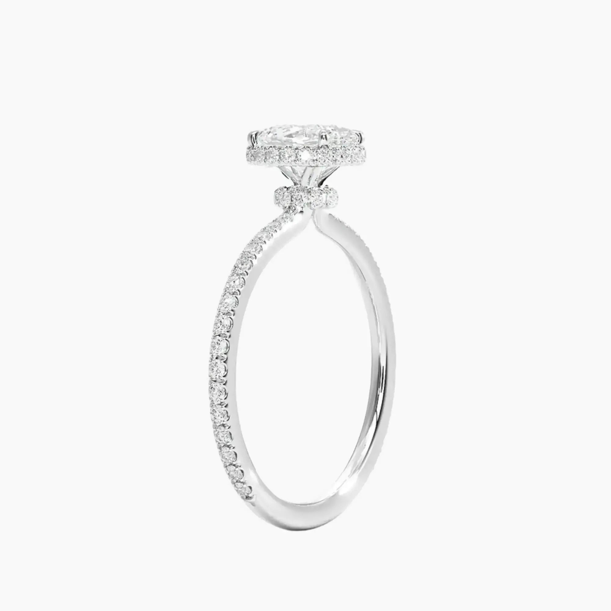 Mirabel Pave Oval Hidden Halo Diamond Ring Setting in 14K White Gold