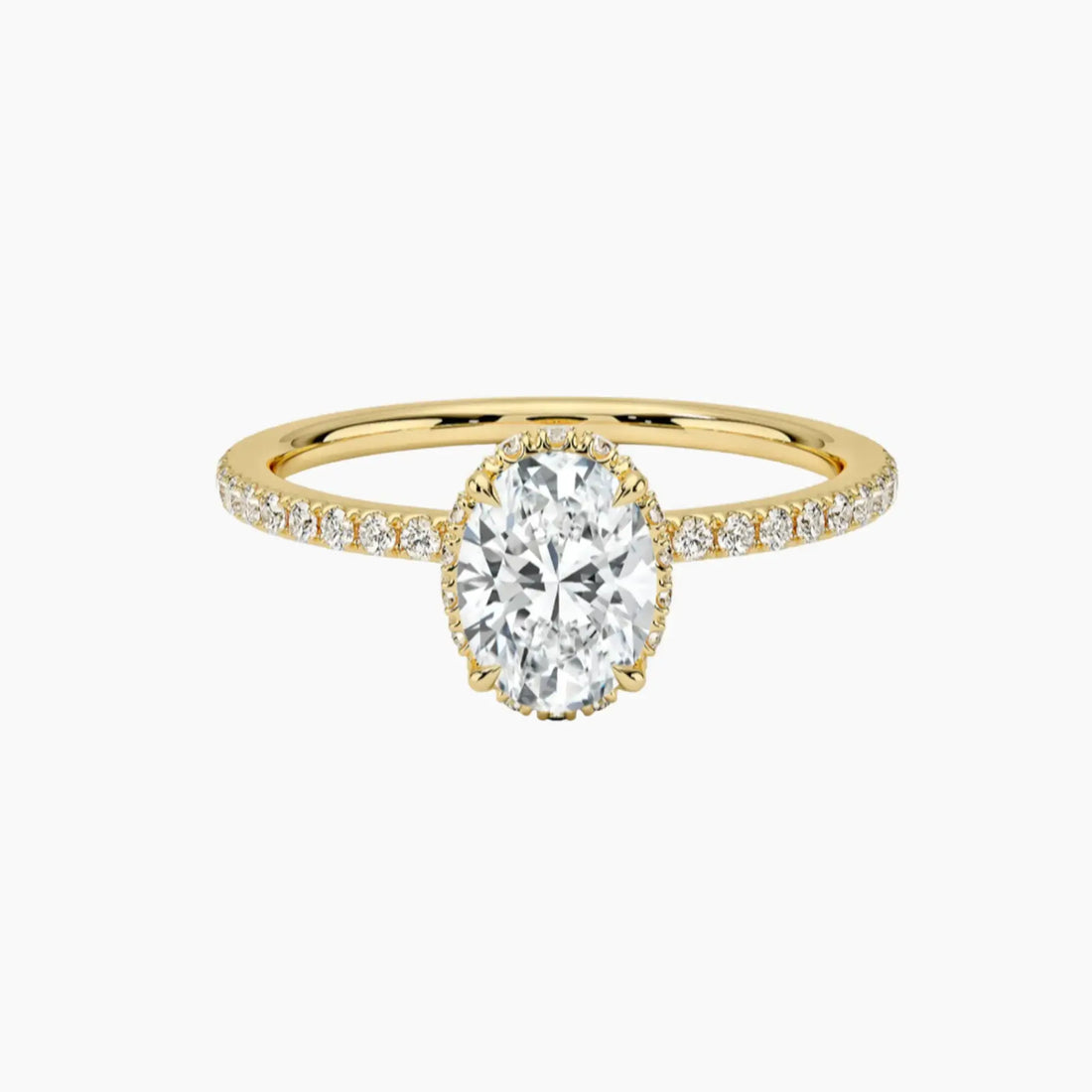 Mirabel Pave Oval Hidden Halo 3 Carat Lab Grown Diamond Engagement Ring in 18K White Gold