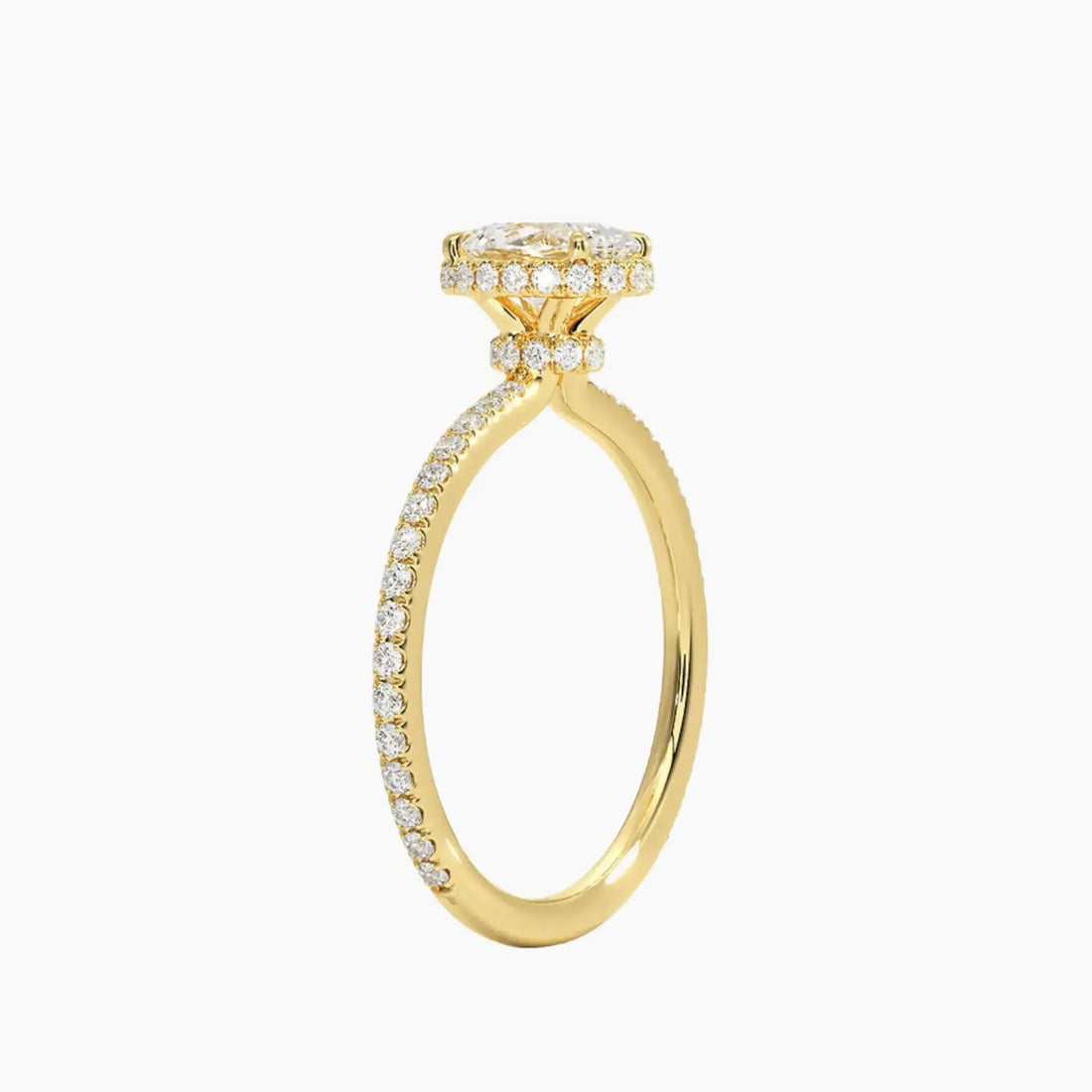 Mirabel Pave Oval Hidden Halo Diamond Ring Setting in 18K White Gold