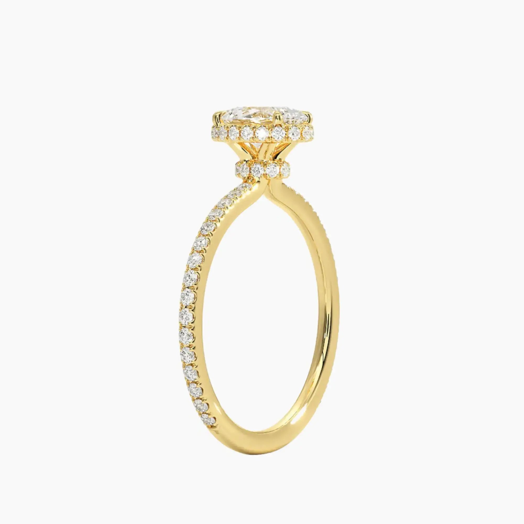 Mirabel Pave Oval Hidden Halo Diamond Ring Setting in 18K Yellow Gold