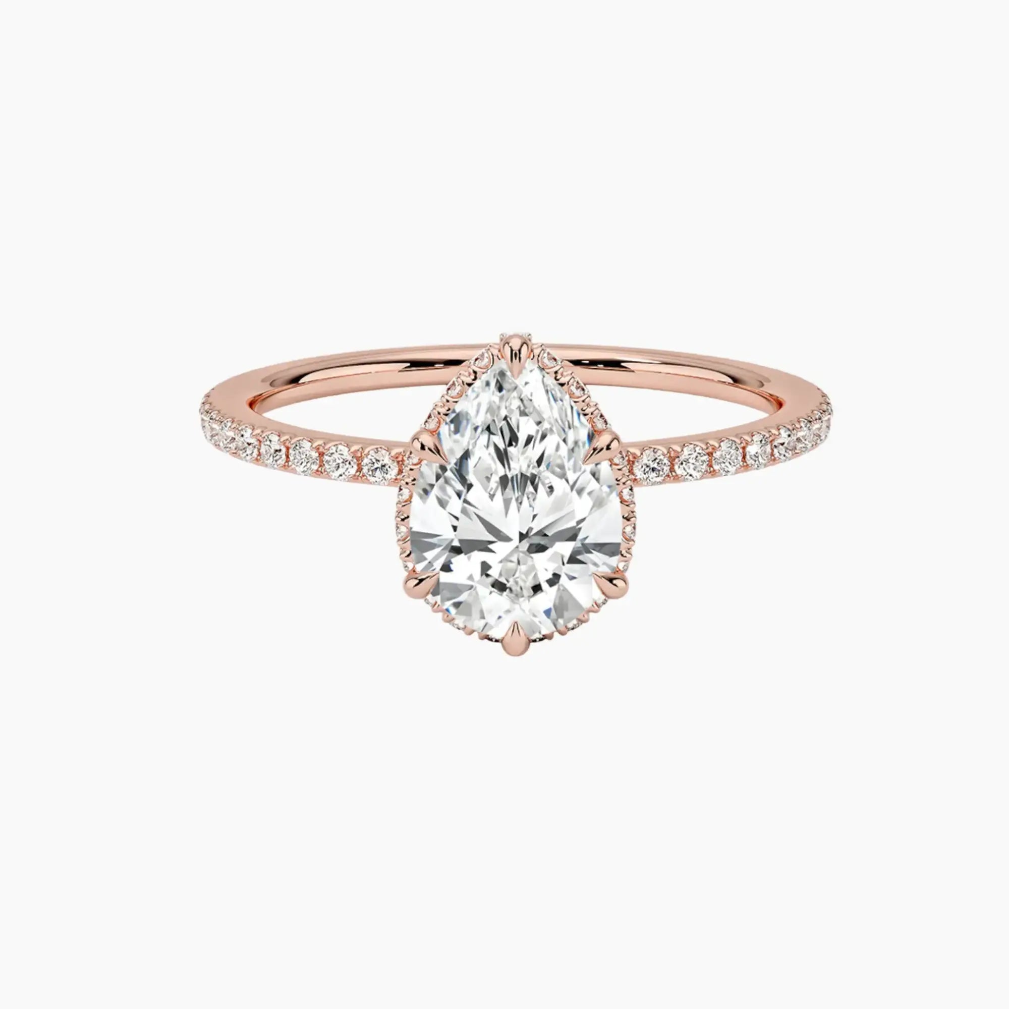 Mirabel Pave Pear Hidden Halo 3 Carat Lab Grown Diamond Engagement Ring in 14K White Gold