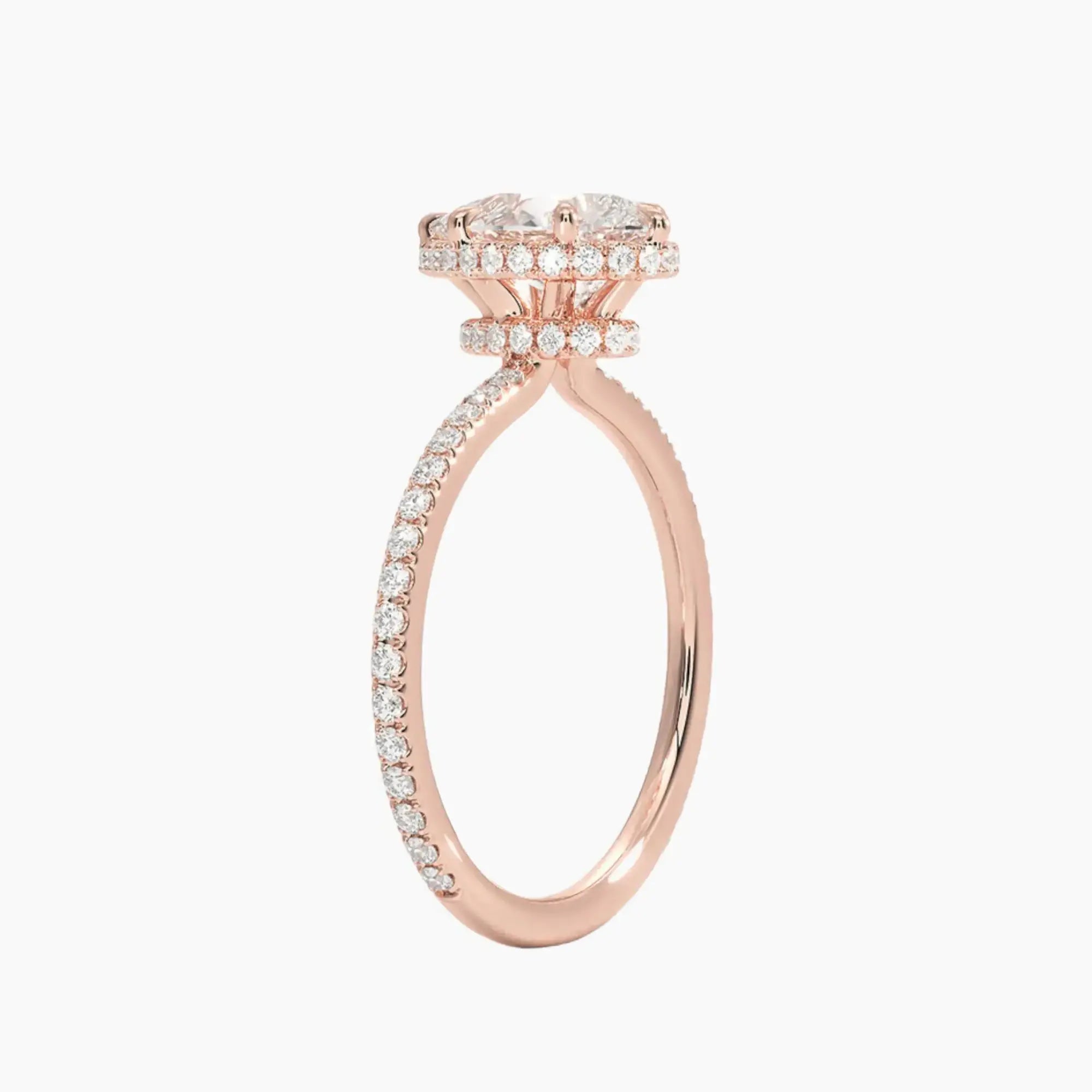 Mirabel Pave Pear Hidden Halo Diamond Ring Setting in 14K Rose Gold