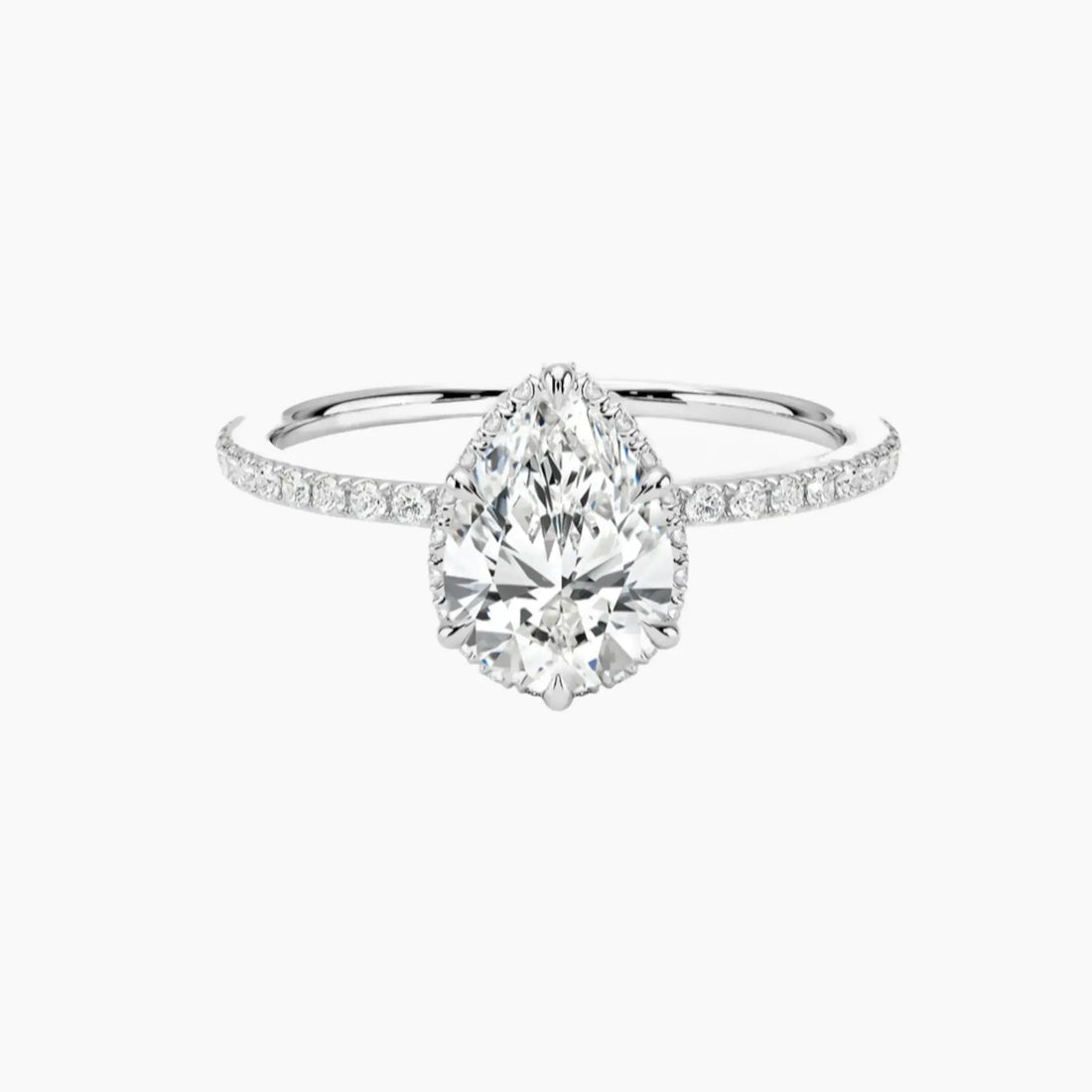 Mirabel Pave Pear Hidden Halo Diamond Ring Setting in 18K Rose Gold