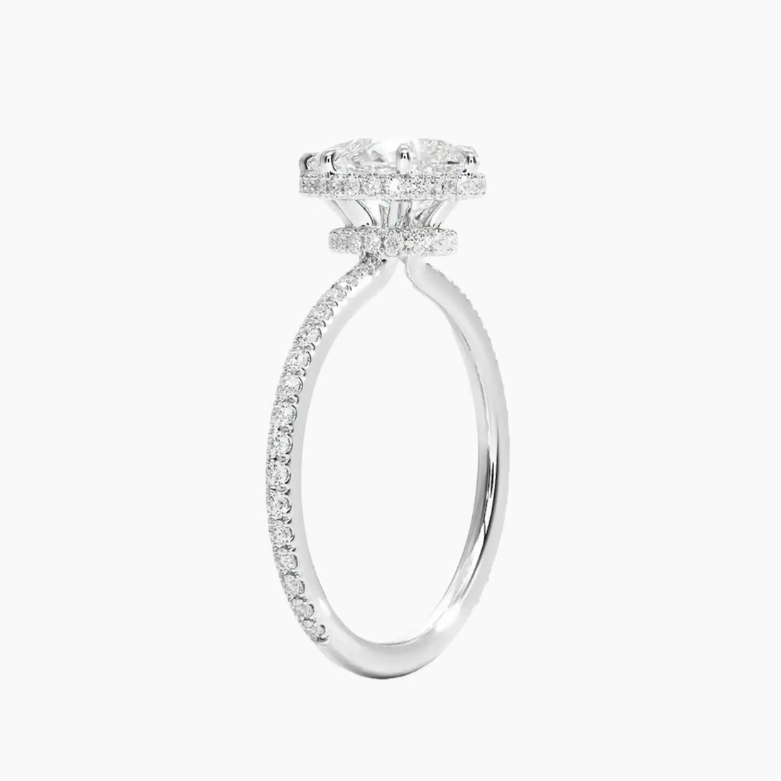 Mirabel Pave Pear Hidden Halo 3 Carat Lab Grown Diamond Engagement Ring in 18K Yellow Gold