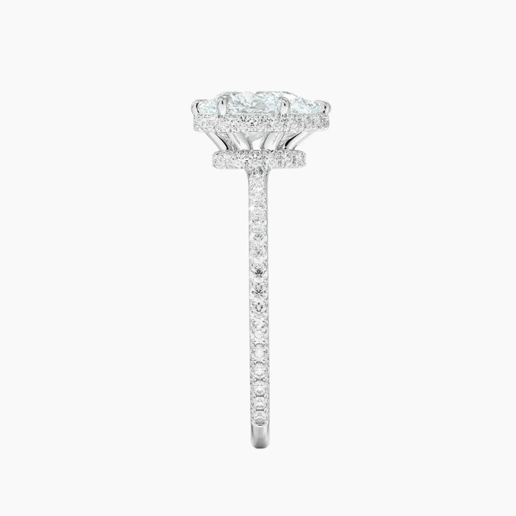 Mirabel Pave Pear Hidden Halo 3 Carat Lab Grown Diamond Engagement Ring in 18K White Gold