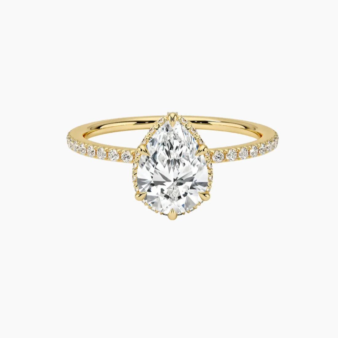 Mirabel Pave Pear Hidden Halo 1.5 Carat Lab Grown Diamond Engagement Ring in 18K White Gold
