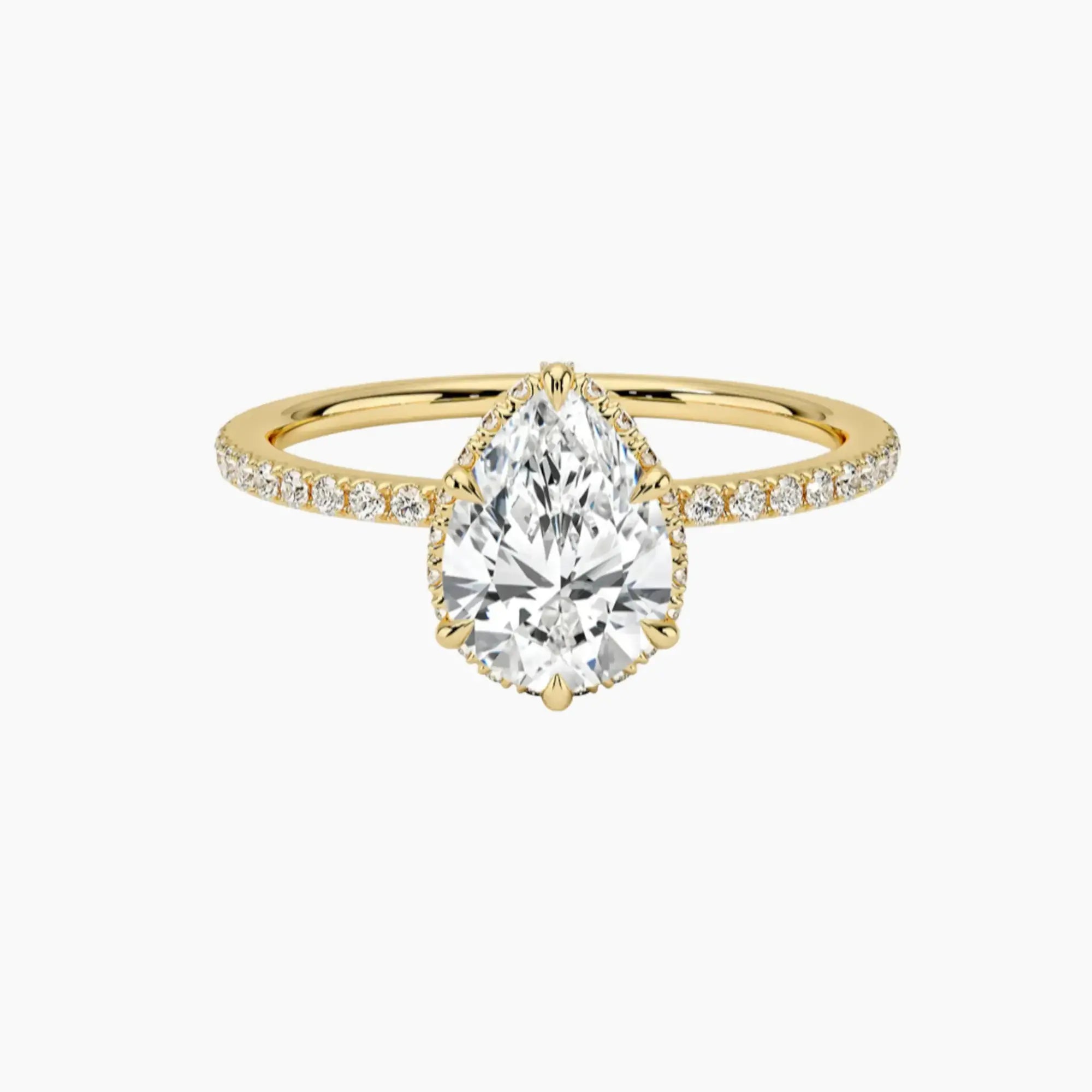 Mirabel Pave Pear Hidden Halo Diamond Ring Setting in 14K Rose Gold