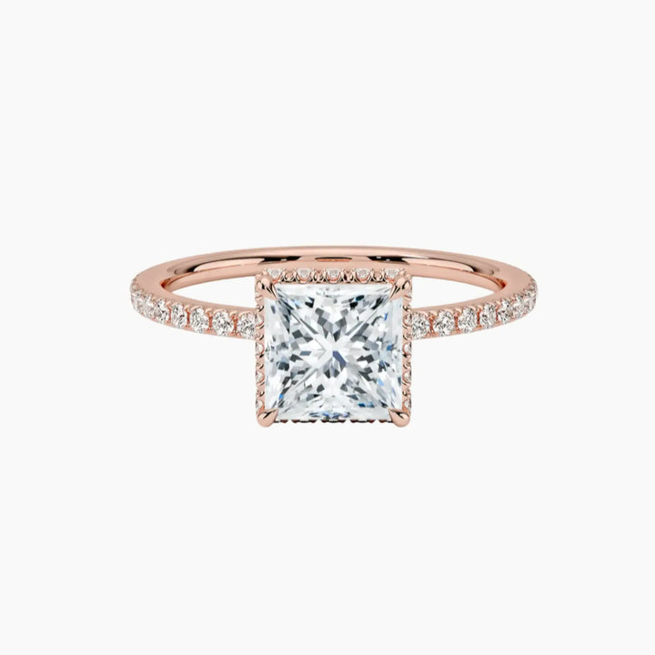 Mirabel Pave Princess Hidden Halo 1.5 Carat Lab Grown Diamond Engagement Ring in 18K Rose Gold