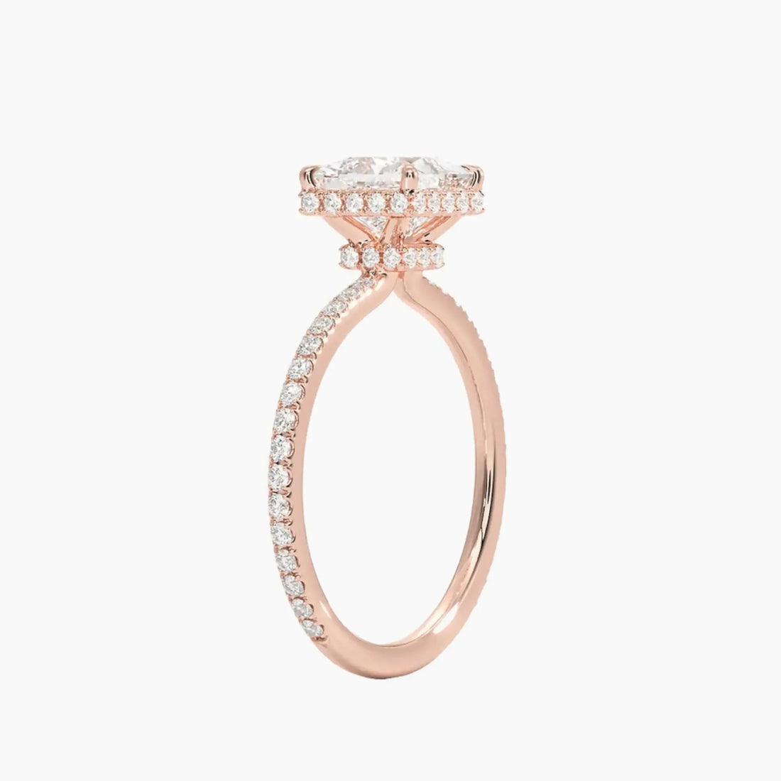 Mirabel Pave Princess Hidden Halo 1 Carat Lab Grown Diamond Engagement Ring in 14K White Gold