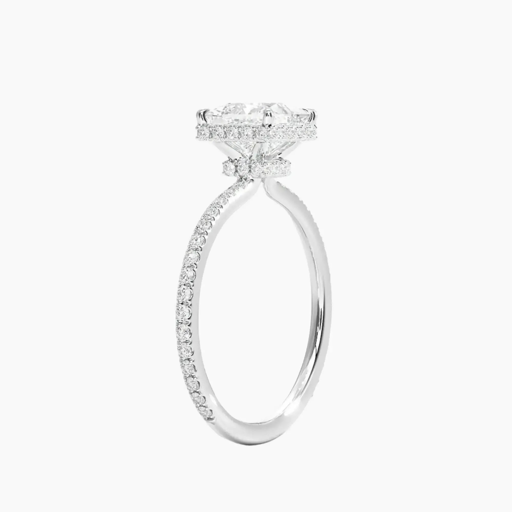 Mirabel Pave Princess Hidden Halo 1 Carat Lab Grown Diamond Engagement Ring in 14K White Gold