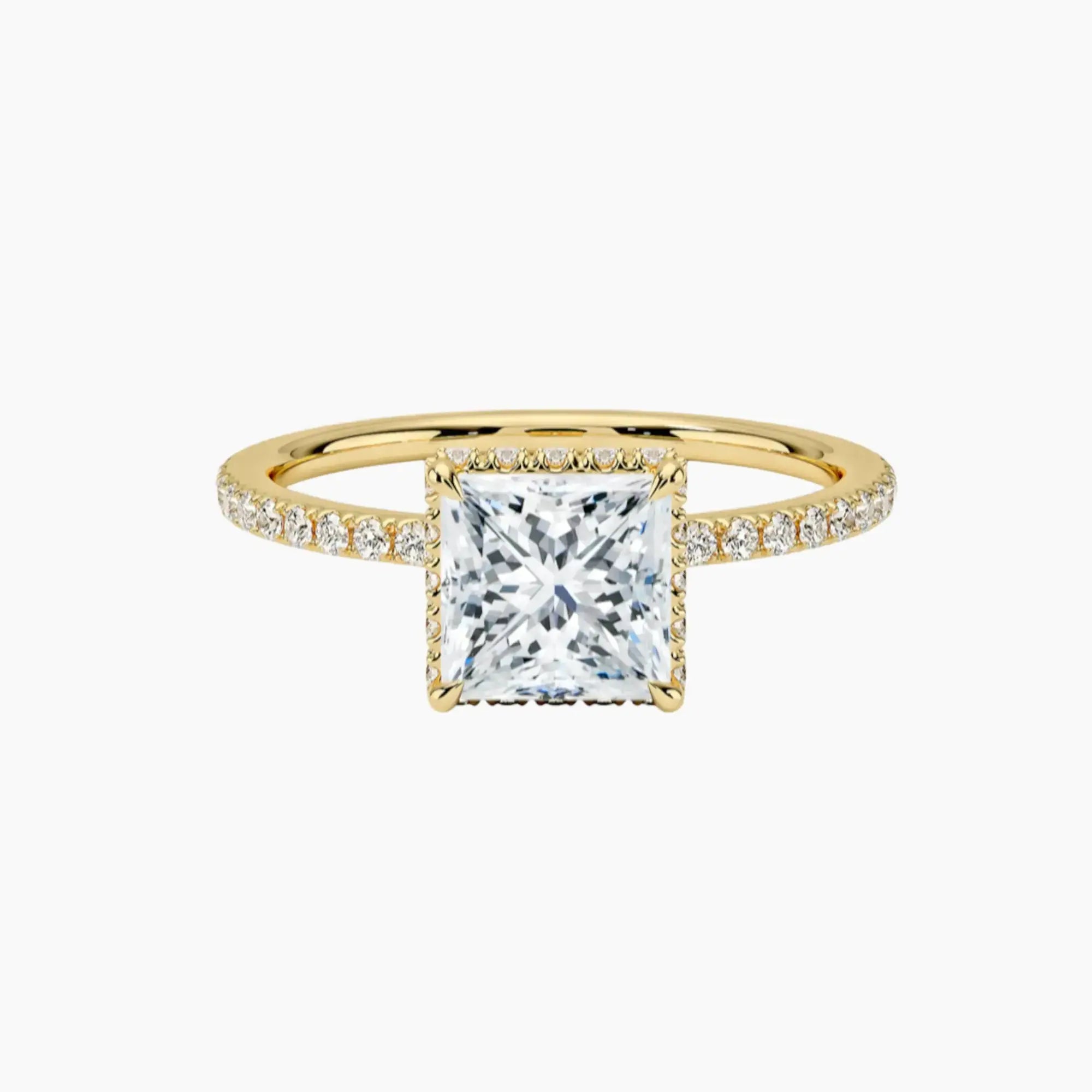 Mirabel Pave Princess Hidden Halo 1 Carat Lab Grown Diamond Engagement Ring in 14K White Gold