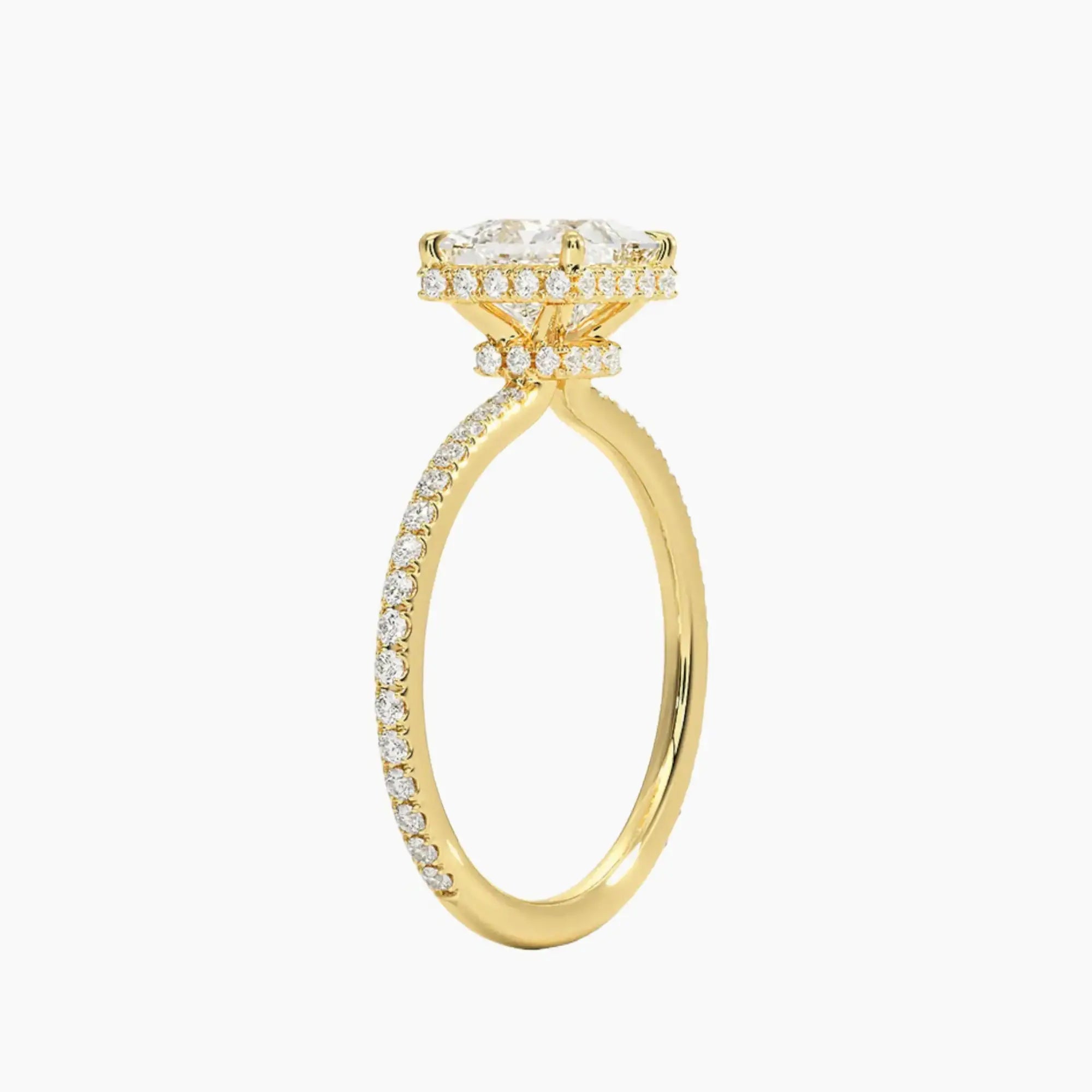 Mirabel Pave Princess Hidden Halo 3 Carat Lab Grown Diamond Engagement Ring in 18K Yellow Gold
