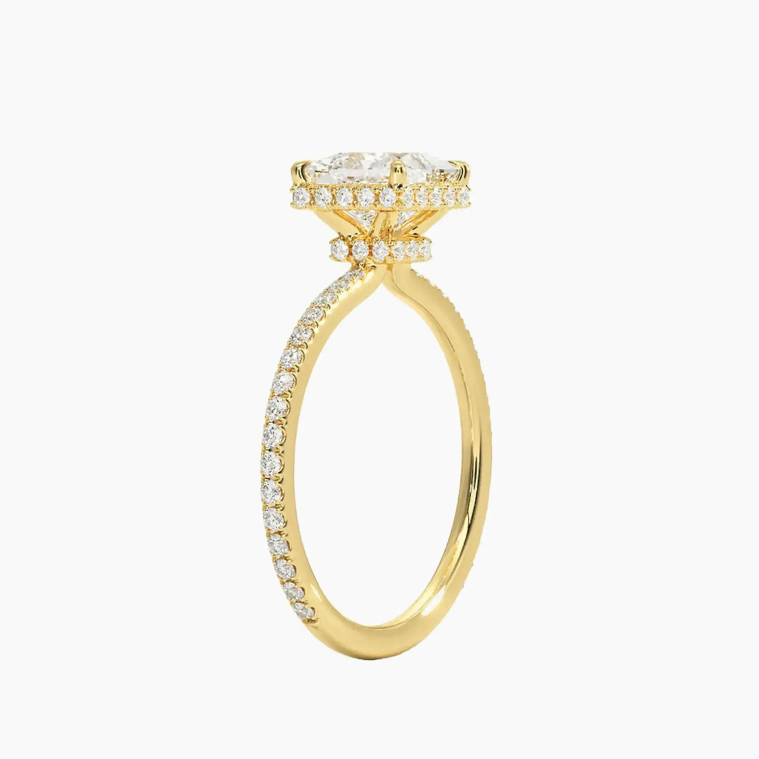 Mirabel Pave Princess Hidden Halo 3 Carat Lab Grown Diamond Engagement Ring in 14K White Gold