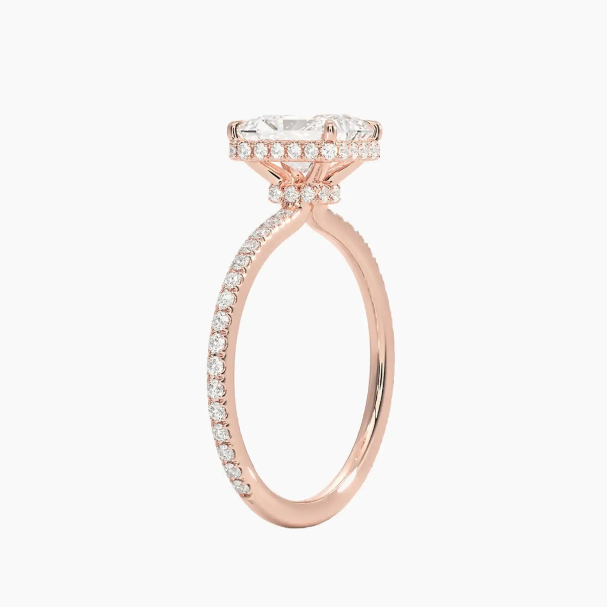 Mirabel Pave Radiant Hidden Halo 2 Carat Lab Grown Diamond Engagement Ring in 14K White Gold