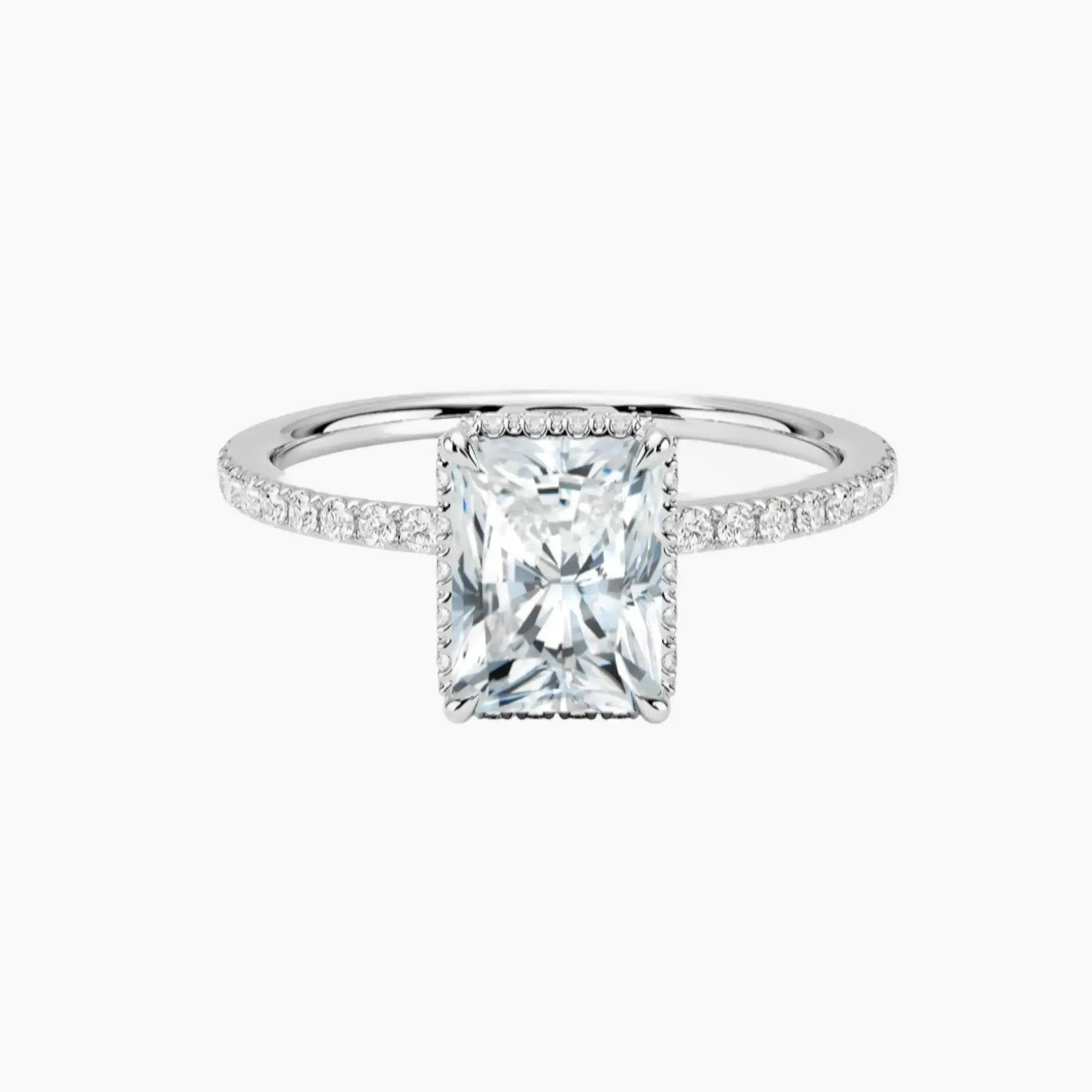Mirabel Pave Radiant Hidden Halo 2 Carat Lab Grown Diamond Engagement Ring in 14K Rose Gold