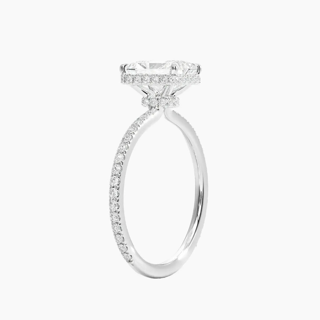Mirabel Pave Radiant Hidden Halo 3 Carat Lab Grown Diamond Engagement Ring in 14K Rose Gold