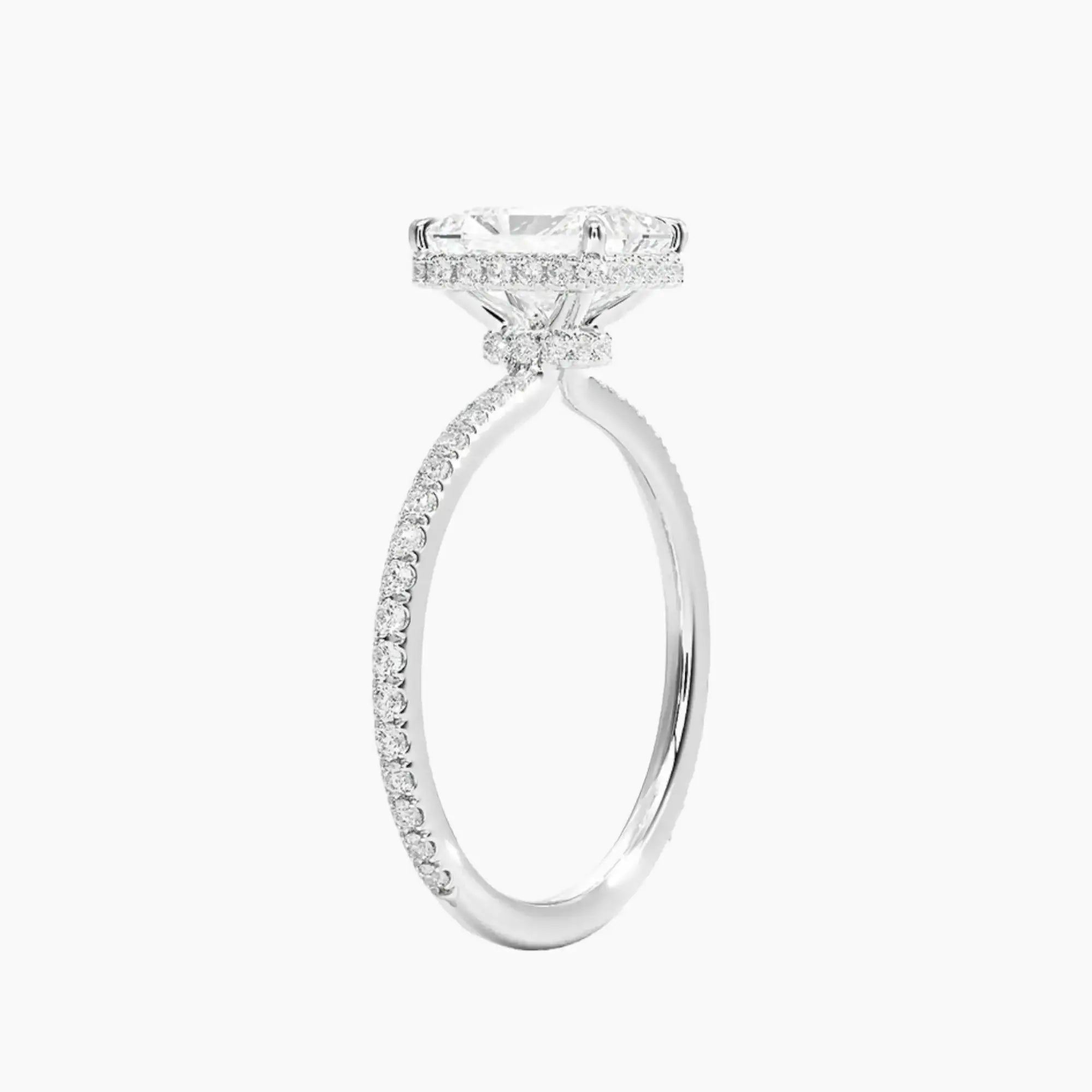 Mirabel Pave Radiant Hidden Halo 3 Carat Lab Grown Diamond Engagement Ring in 18K Rose Gold