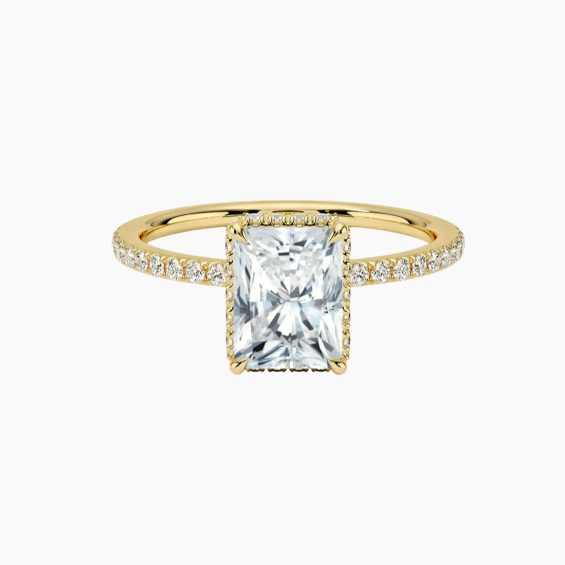 Mirabel Pave Radiant Hidden Halo 3 Carat Lab Grown Diamond Engagement Ring in 14K Rose Gold