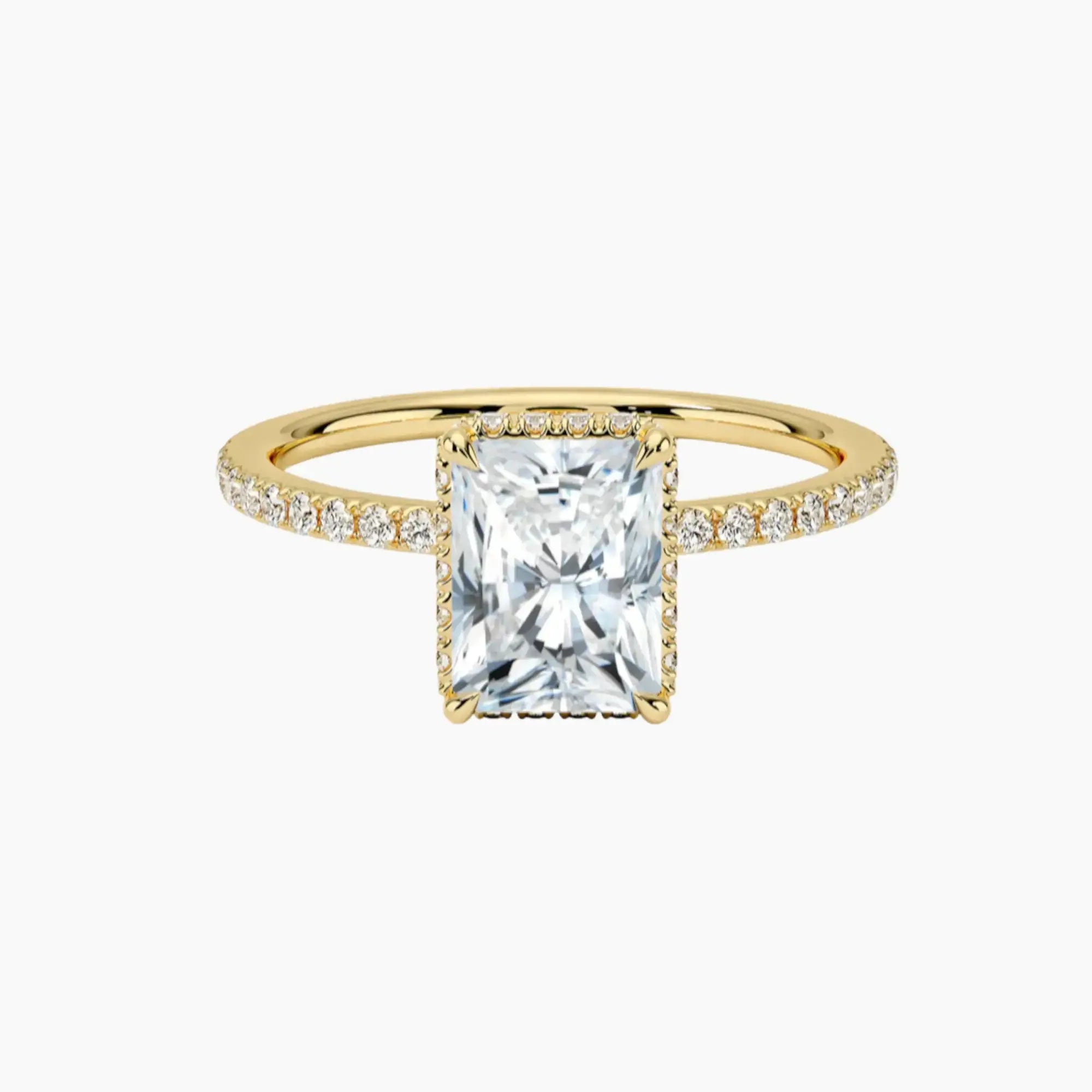 Mirabel Pave Radiant Hidden Halo 1.5 Carat Lab Grown Diamond Engagement Ring in 14K White Gold
