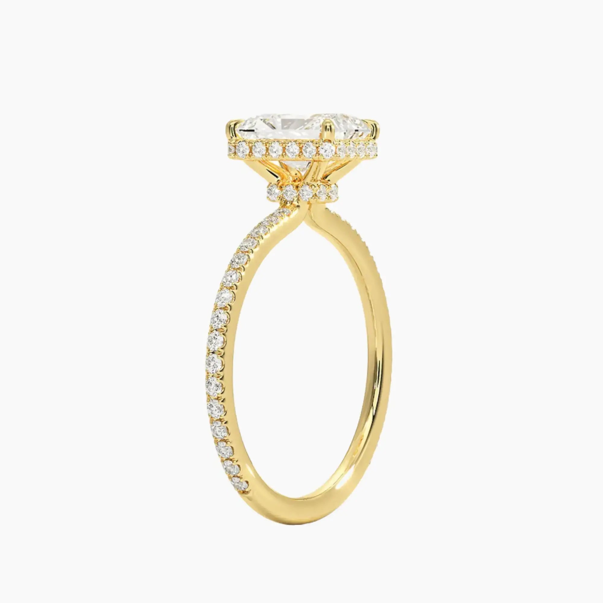 Mirabel Pave Radiant Hidden Halo 2.5 Carat Lab Grown Diamond Engagement Ring in 14K Yellow Gold