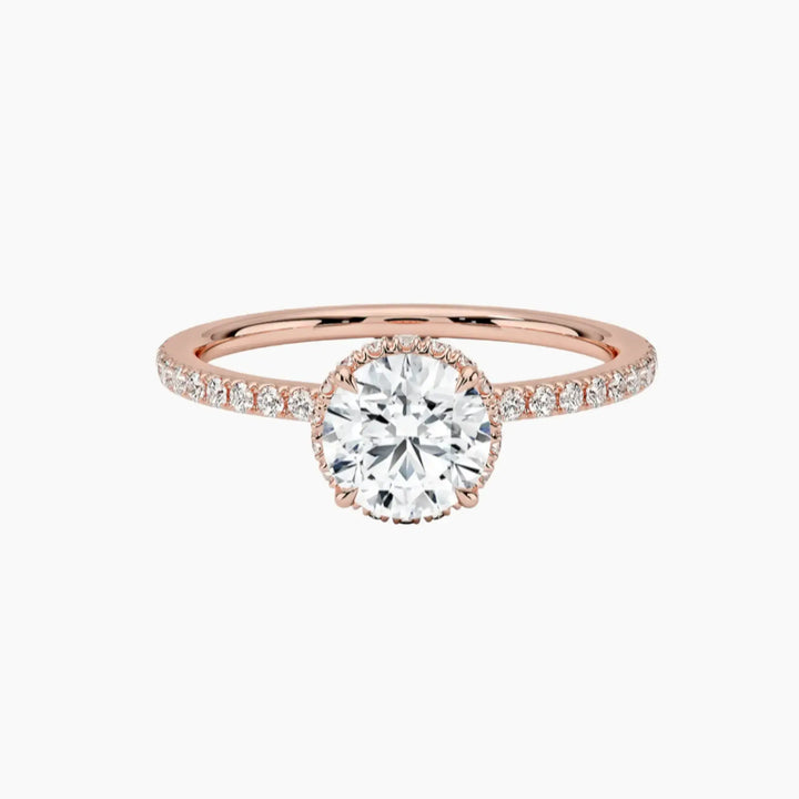 Mirabel Pave Round Hidden Halo 1.5 Carat Lab Grown Diamond Engagement Ring in 14K Rose Gold
