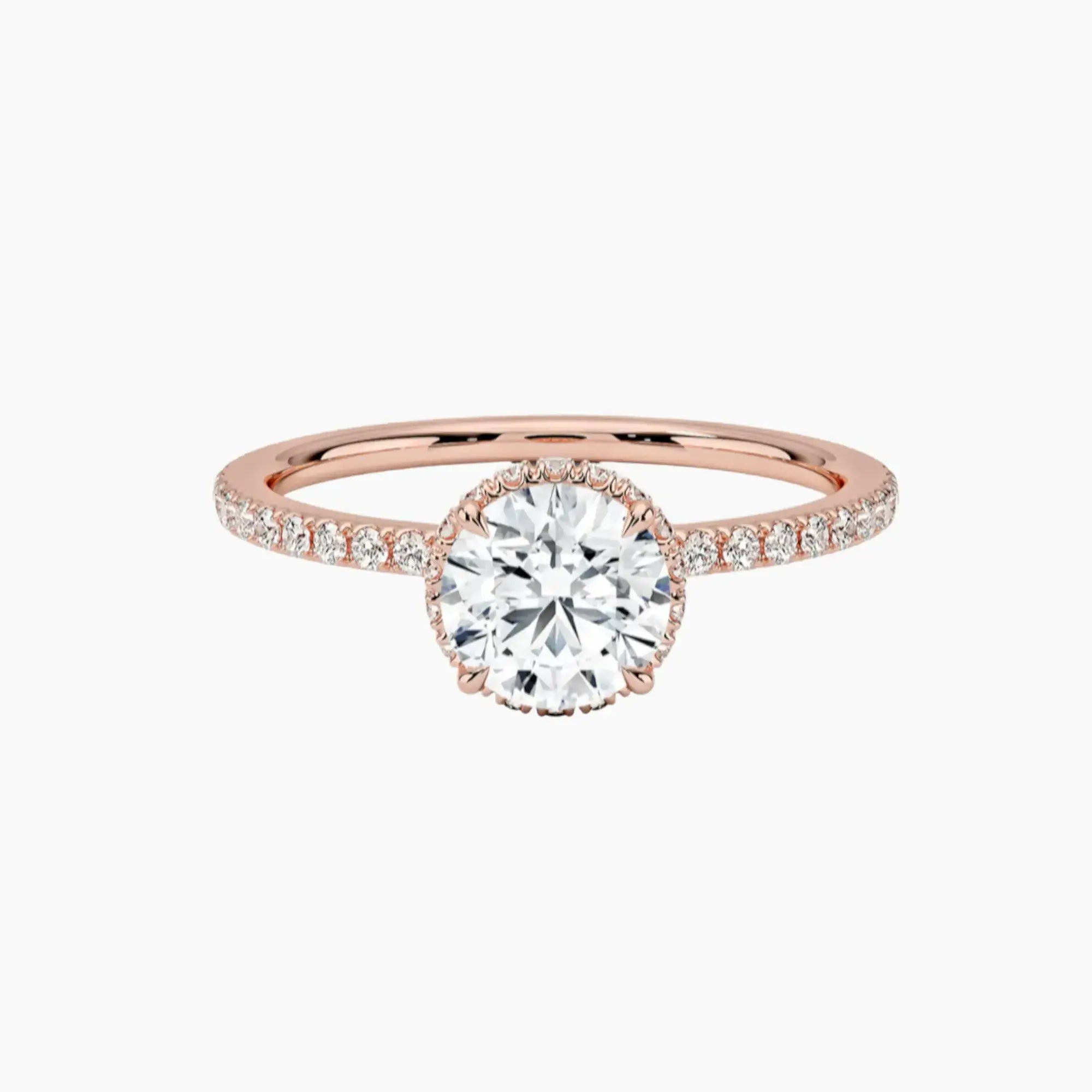 Mirabel Pave Round Hidden Halo 1 Carat Lab Grown Diamond Engagement Ring in 14K Yellow Gold