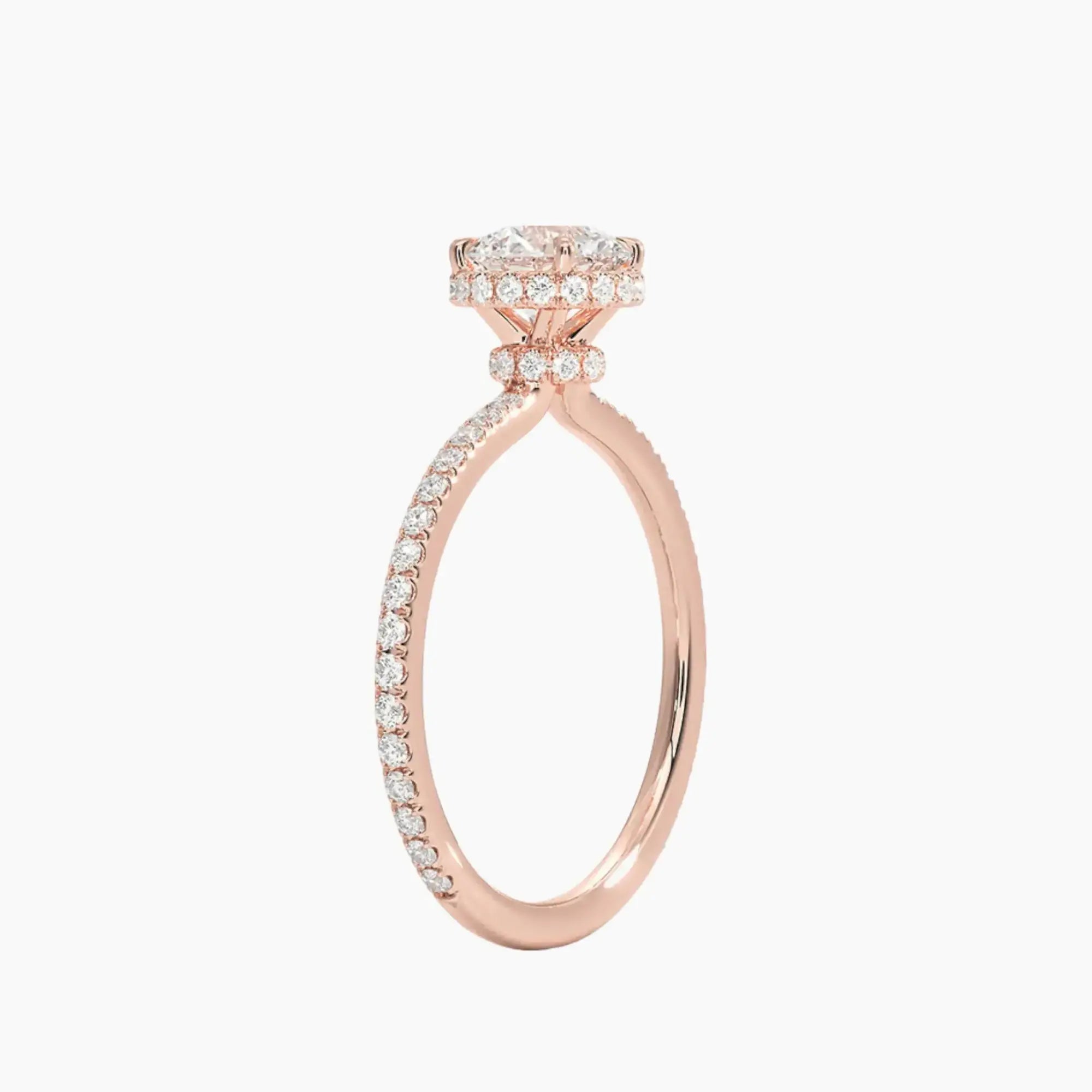 Mirabel Pave Round Hidden Halo 2.5 Carat Lab Grown Diamond Engagement Ring in 18K Rose Gold