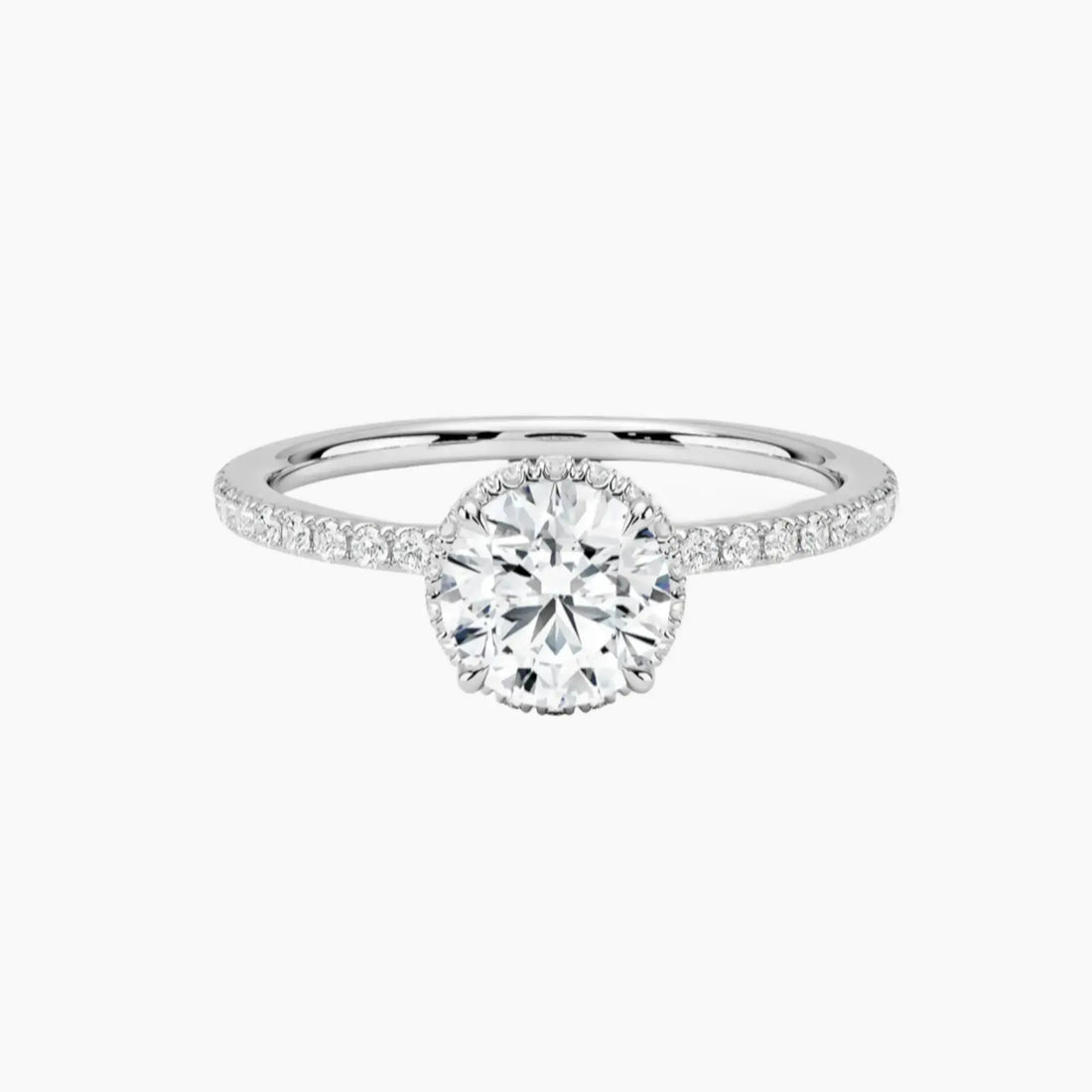 Mirabel Pave Round Hidden Halo Diamond Ring Setting in 14K White Gold