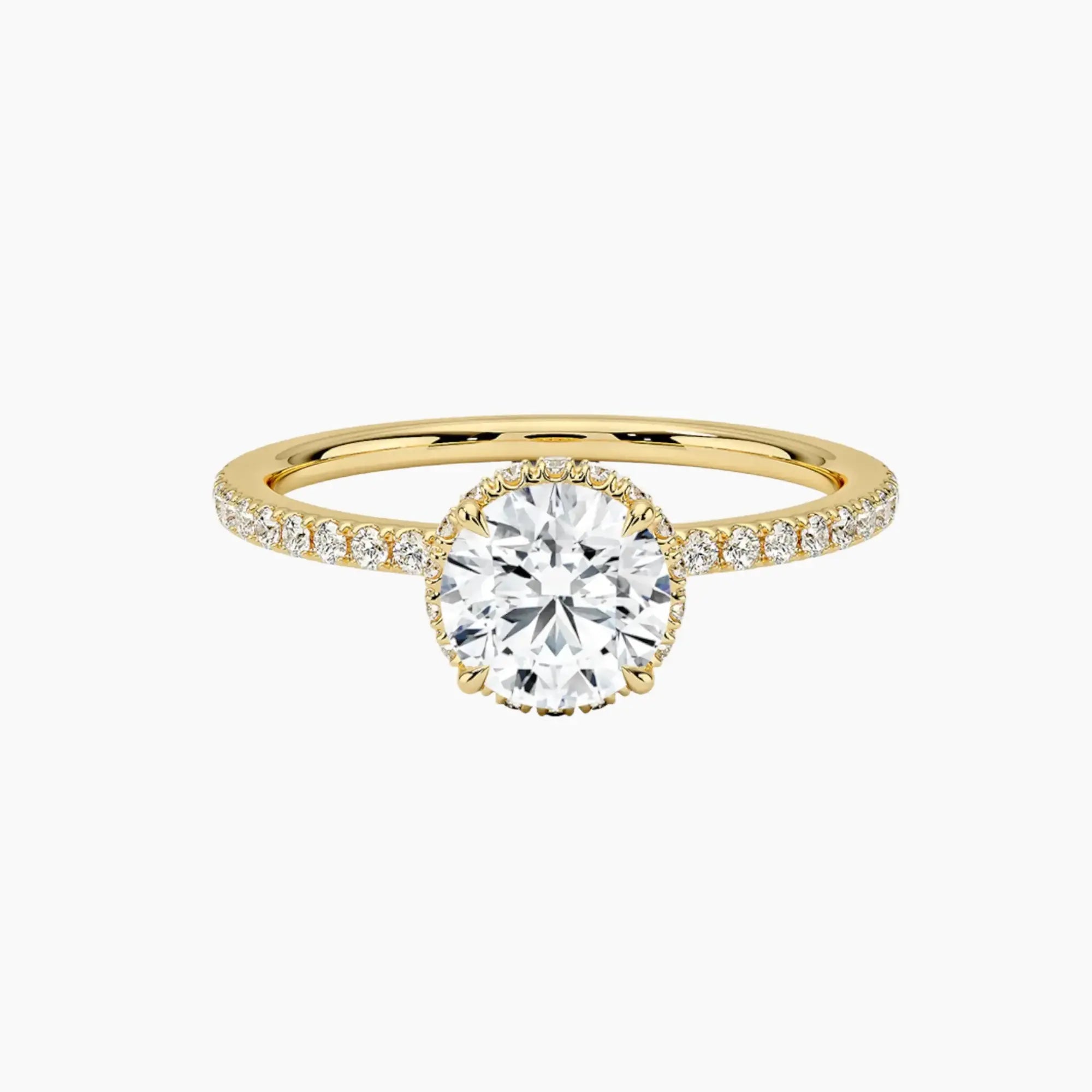Mirabel Pave Round Hidden Halo Diamond Ring Setting in 14K White Gold