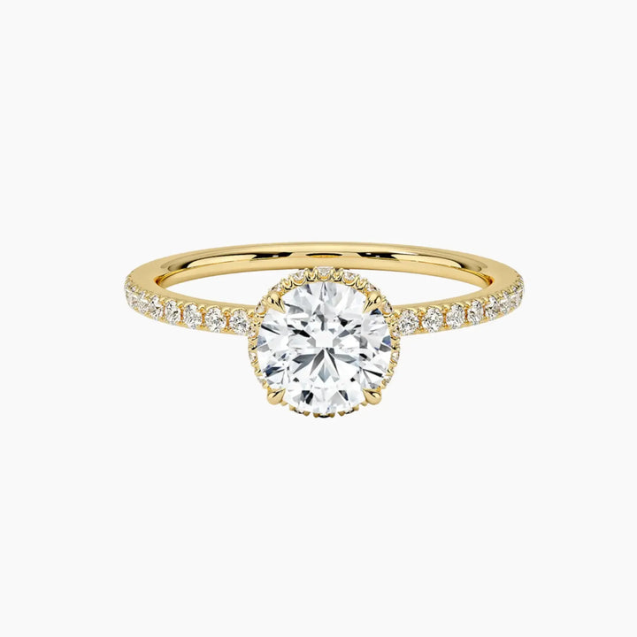 Mirabel Pave Round Hidden Halo 2 Carat Lab Grown Diamond Engagement Ring in 14K Yellow Gold