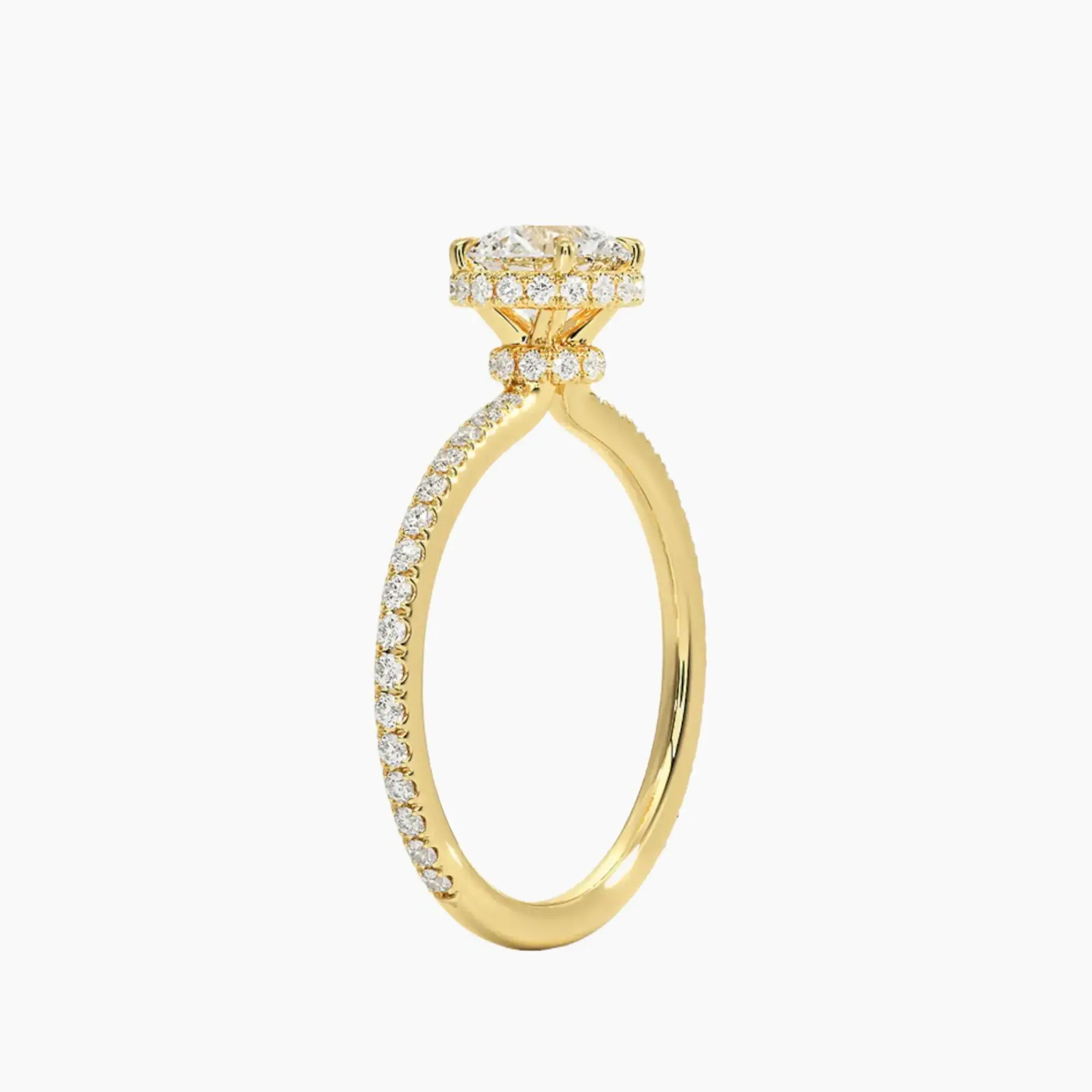 Mirabel Pave Round Hidden Halo 1 Carat Lab Grown Diamond Engagement Ring in 18K White Gold