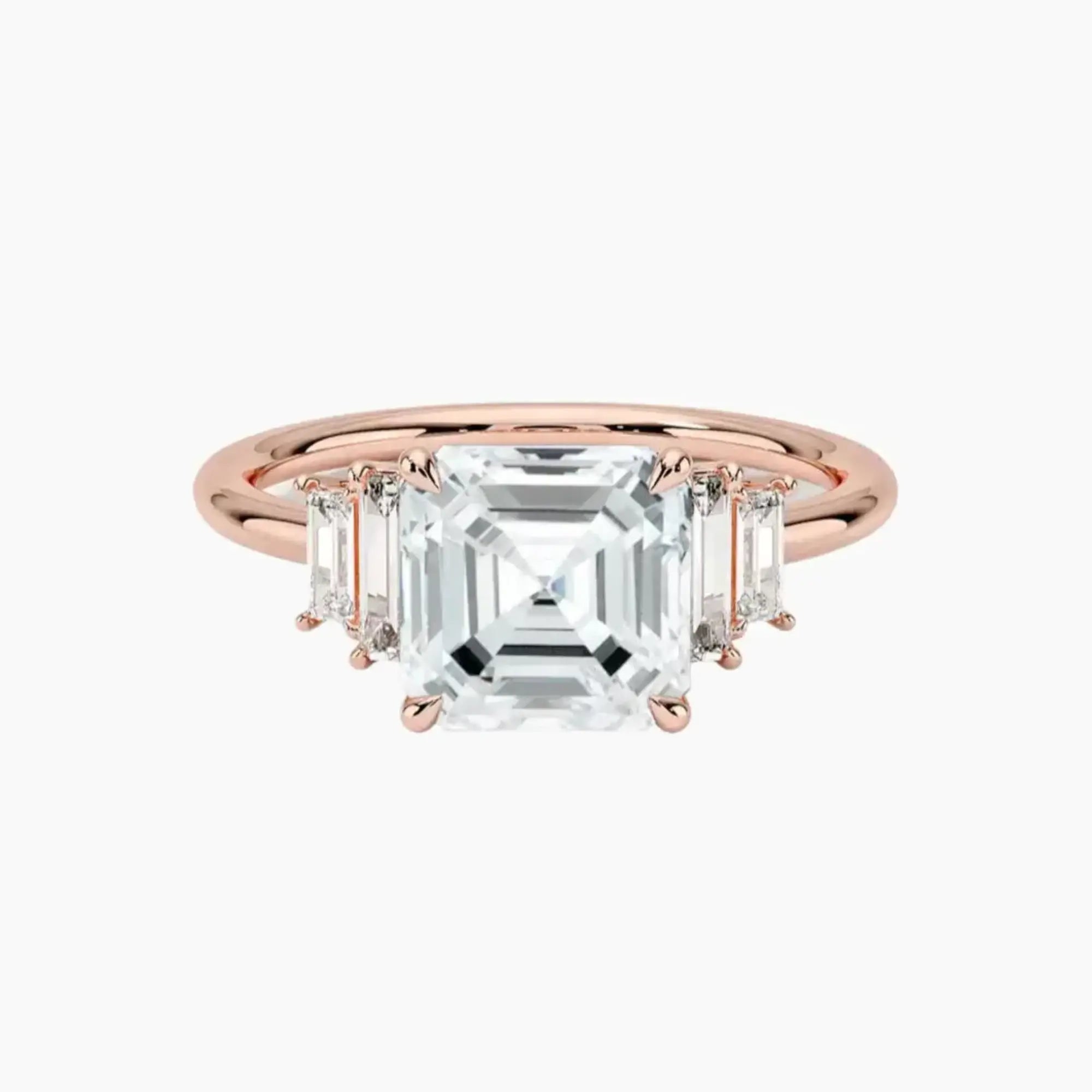 Nerine Five Stone Asscher Designer Diamond Ring Setting in 14K White Gold